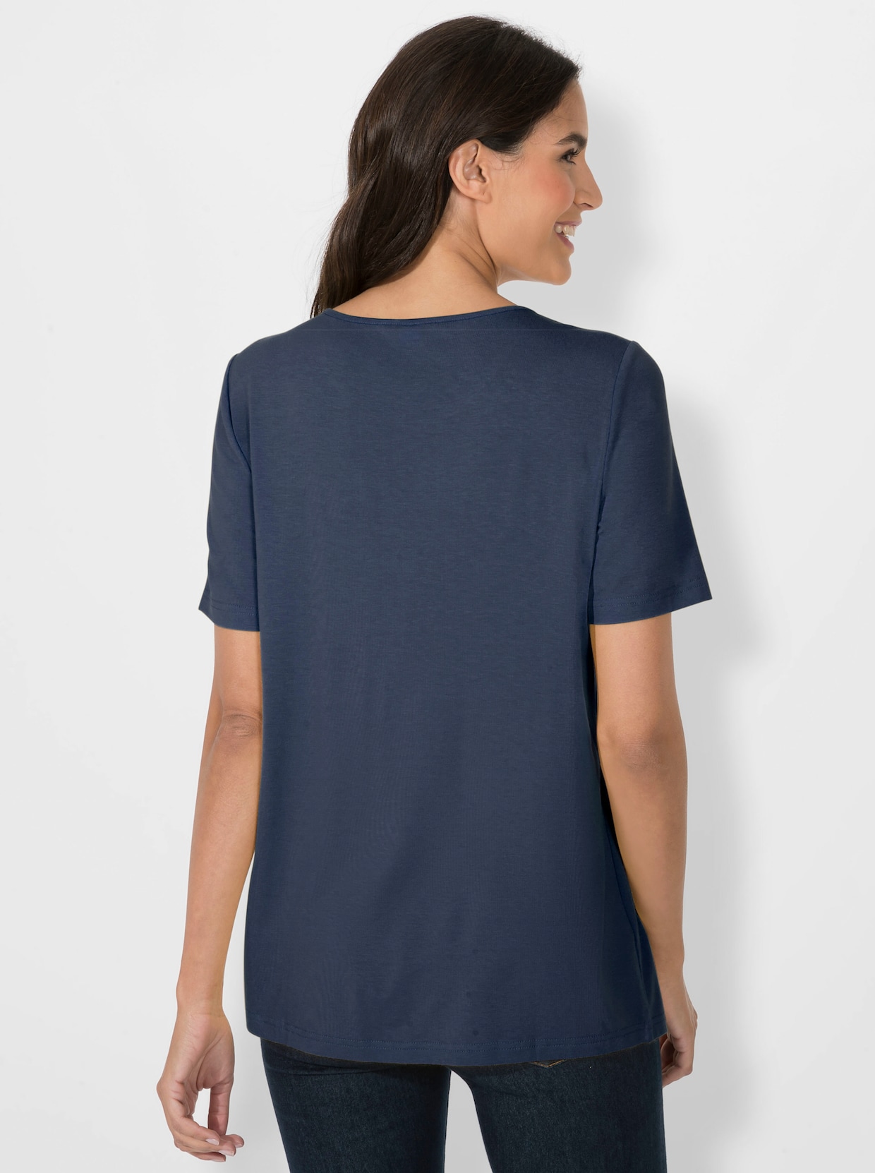 Tričko s kulatým výstřihem - kouřová modrá