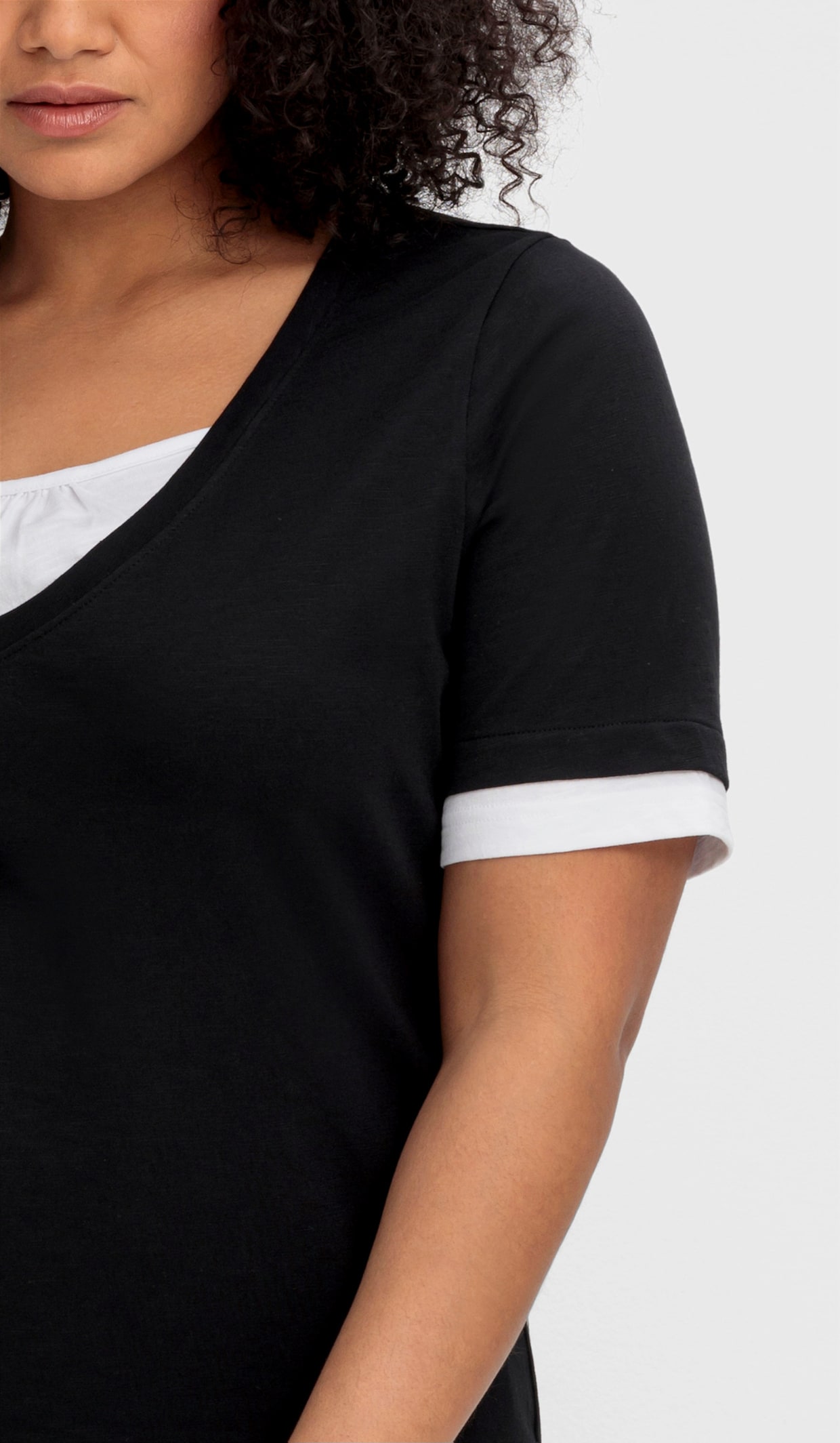 sheego 2-in-1-Shirt - schwarz-weiß