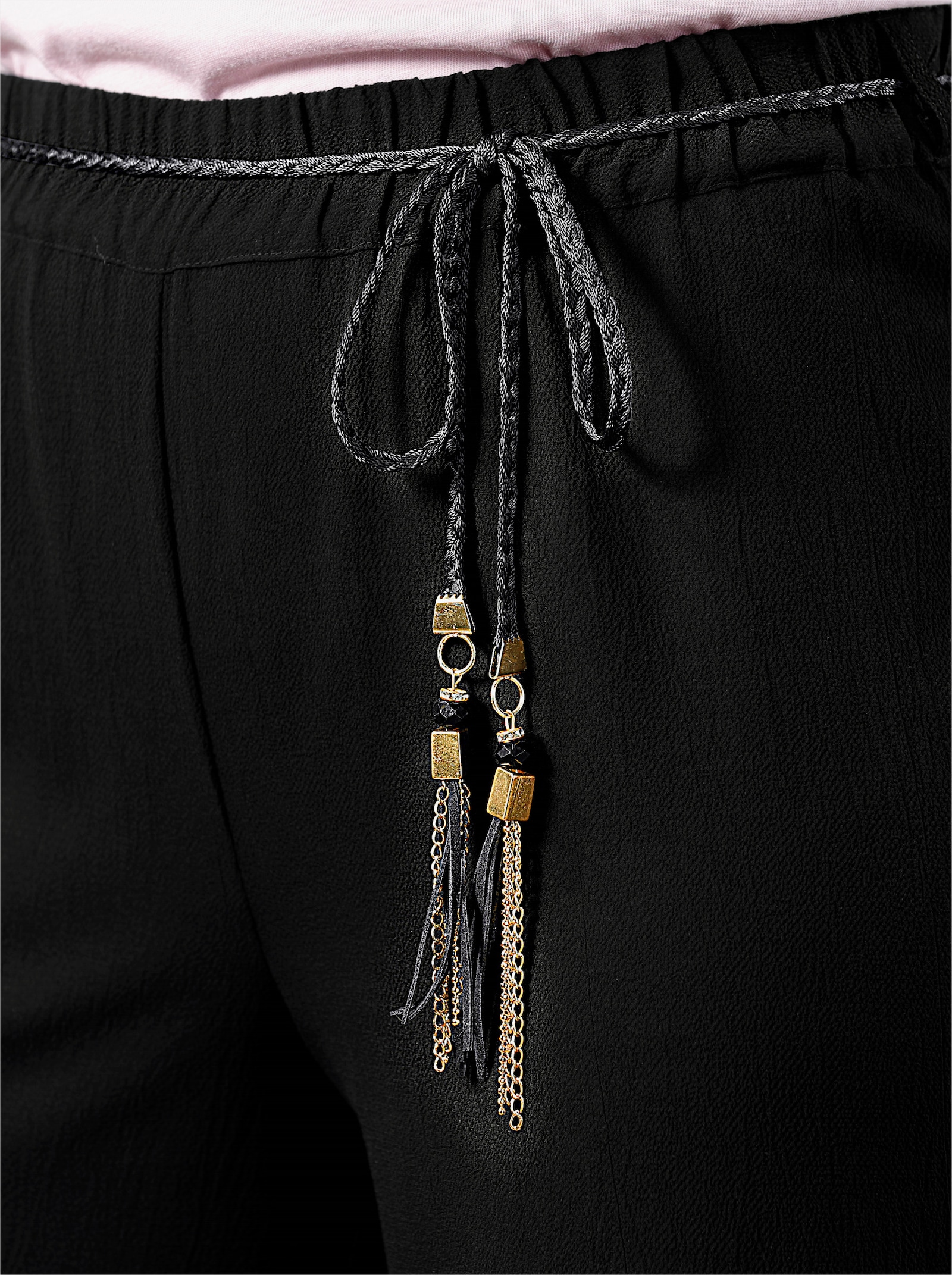 Schlupfhose mit weitem Bein - schwarz