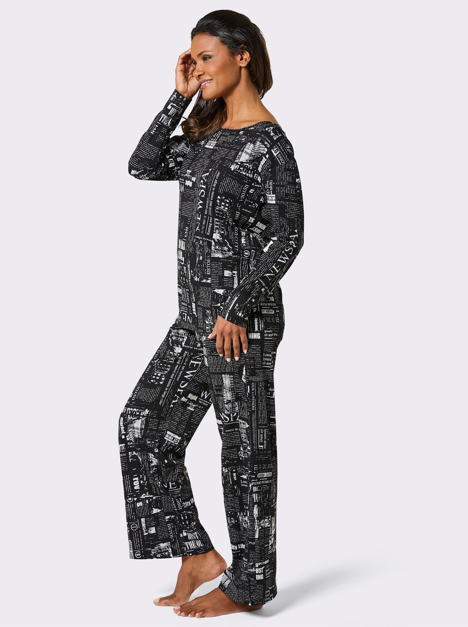 wäschepur Schlafanzug - schwarz-weiß-bedruckt