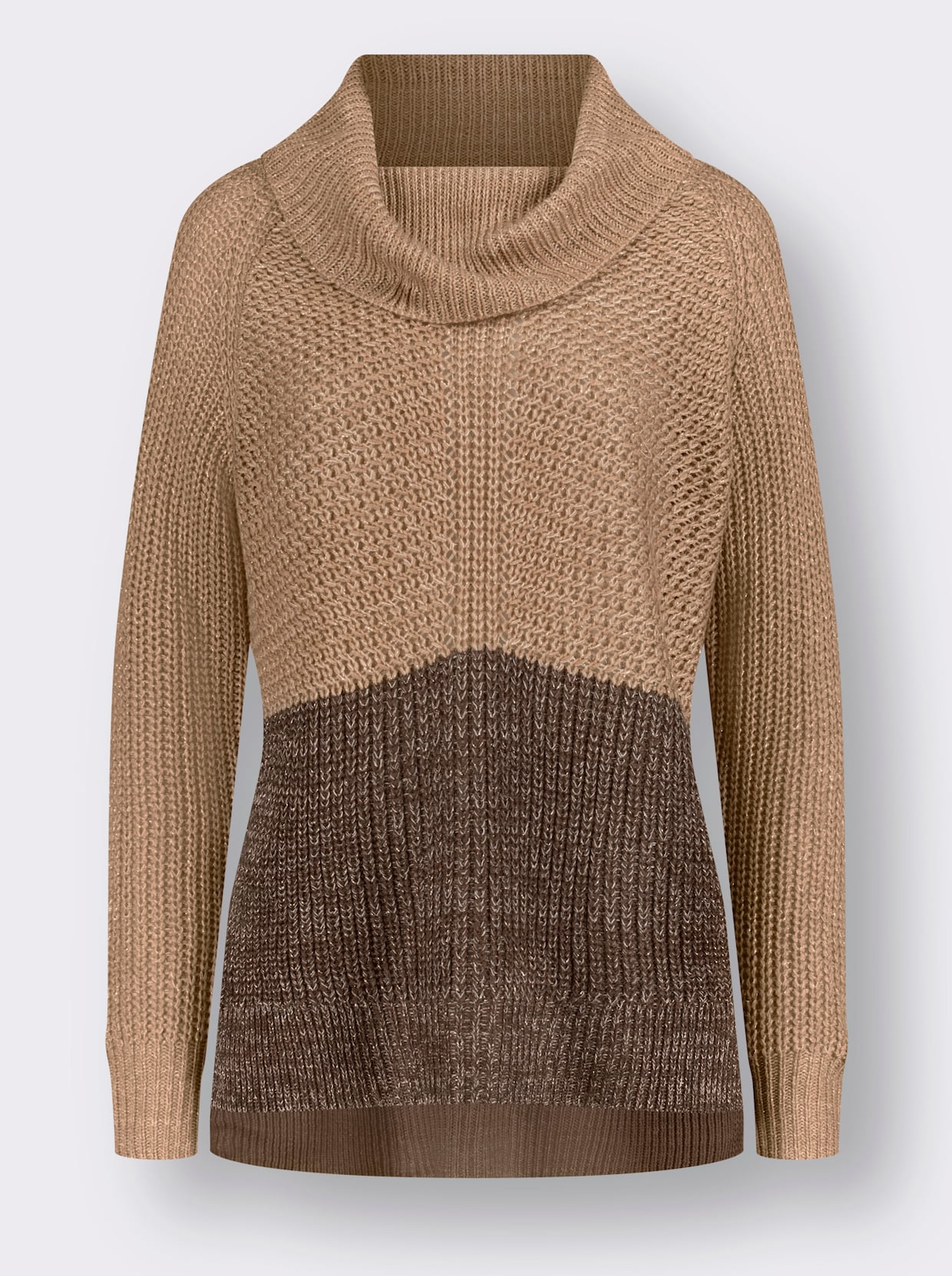 Rollkragen-Pullover - camel-meliert