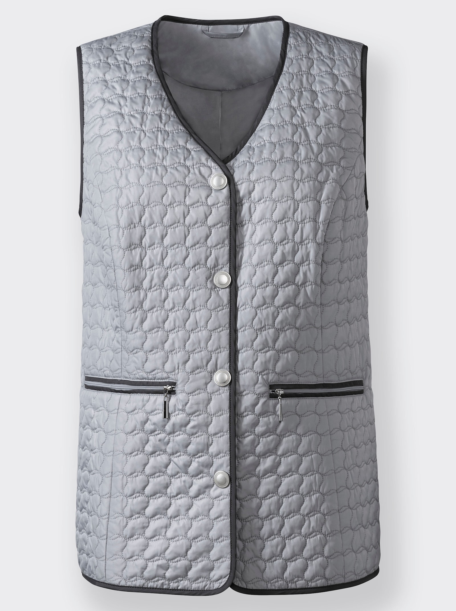 Steppweste mit Reißverschluss-Taschen - steingrau