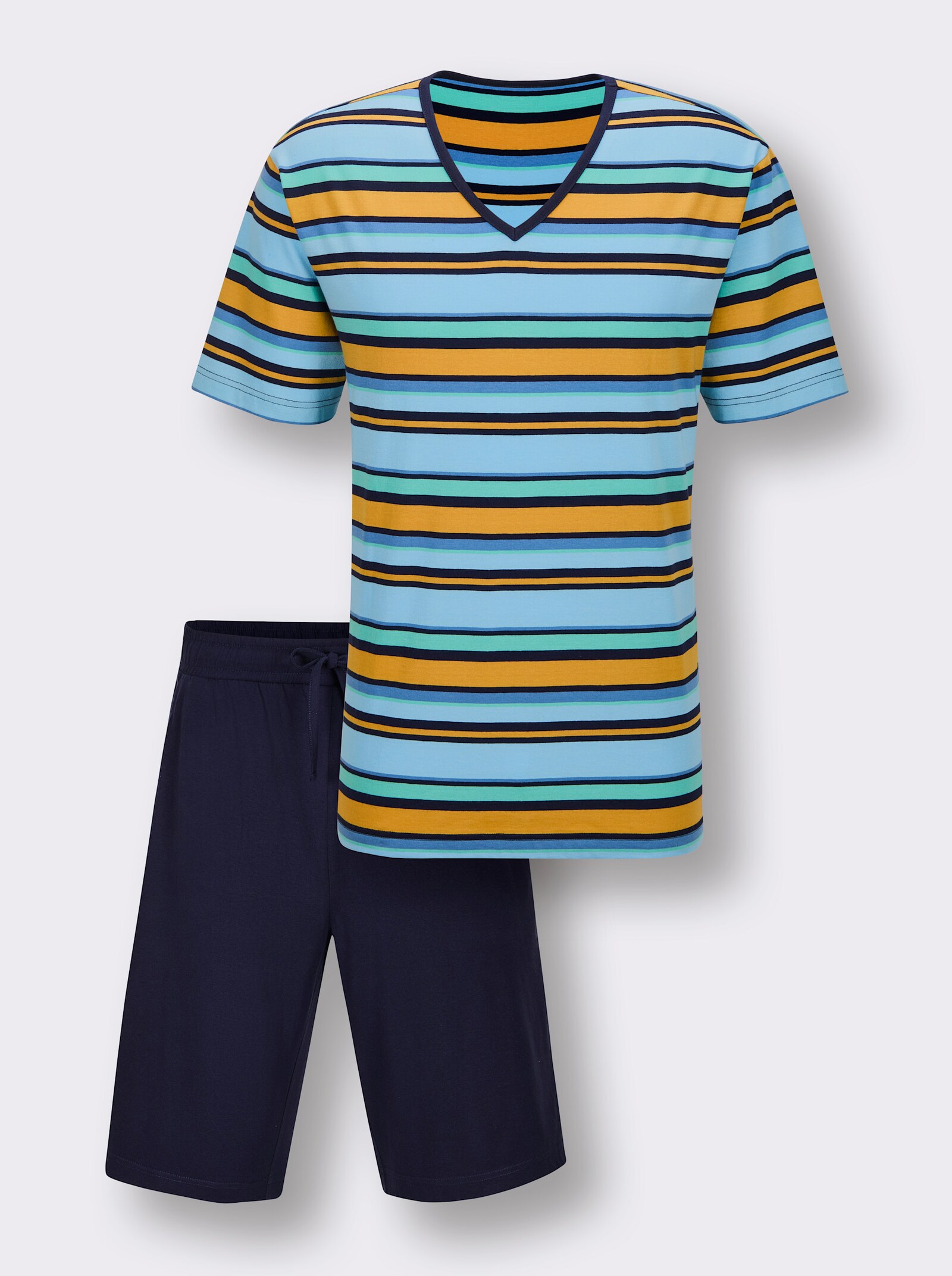 wäschepur men Shorty - blaugrün-marine-gestreift