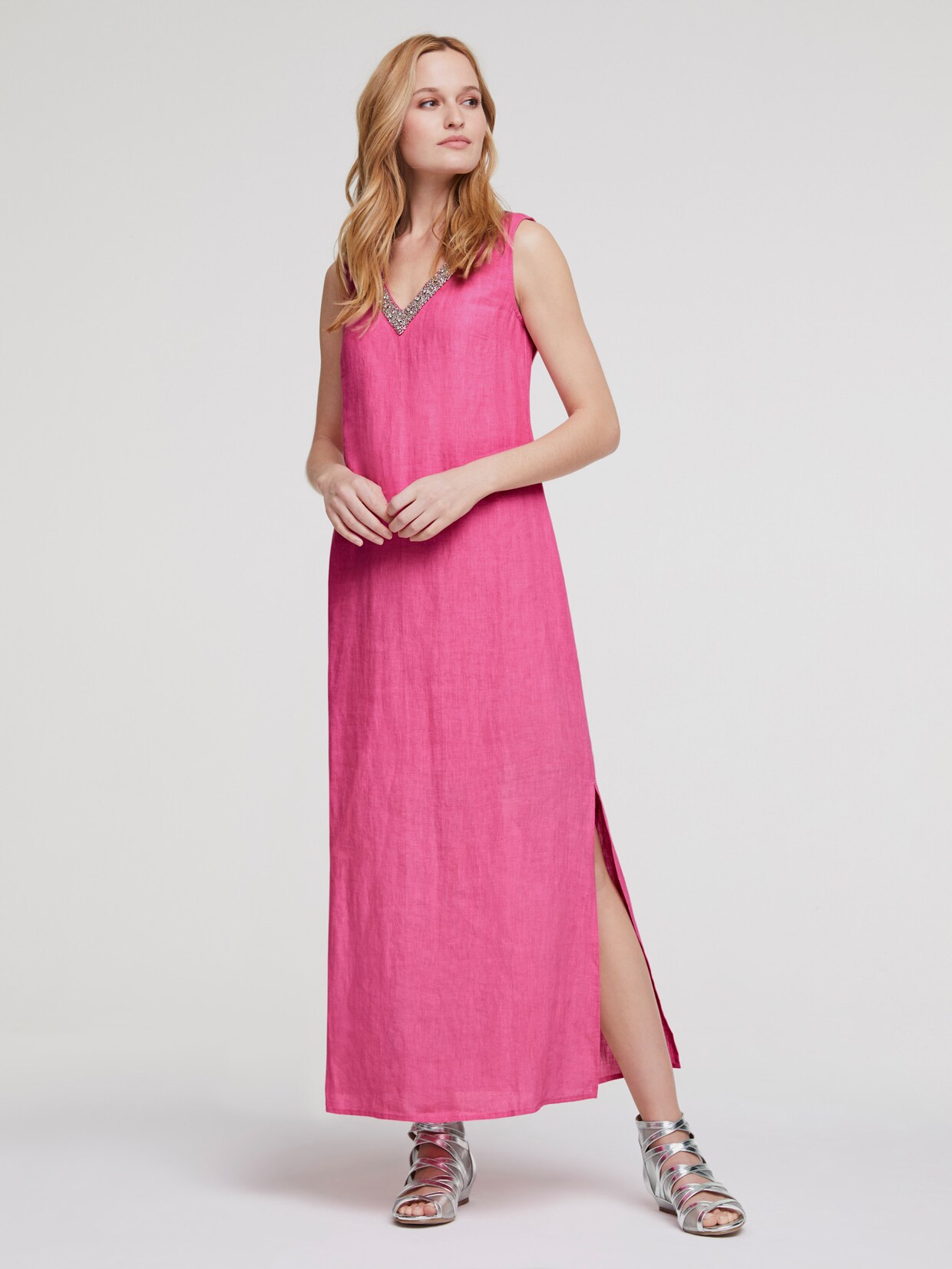 heine Leinenkleid - himbeere