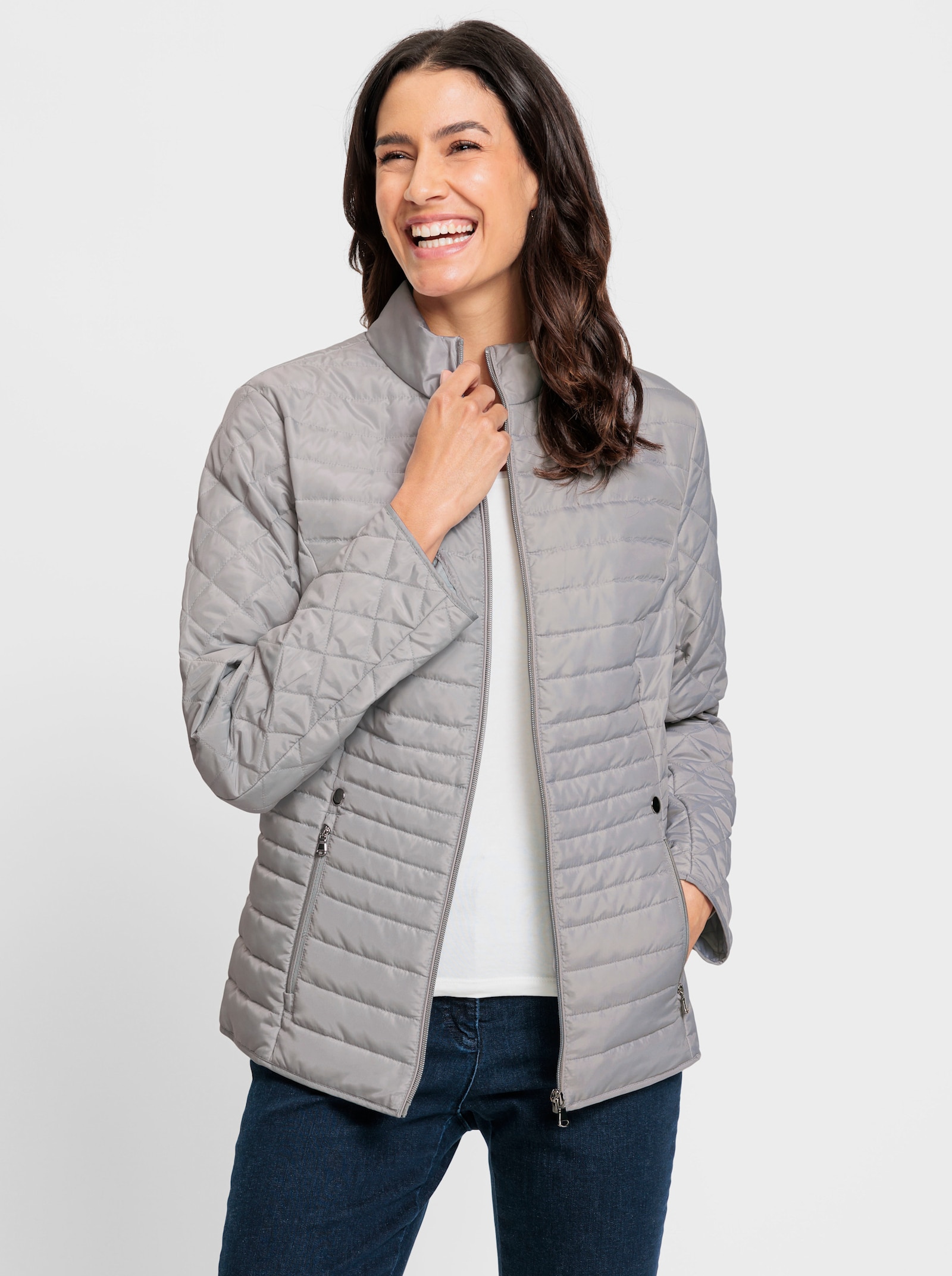 Steppjacke mit leichter Wattierung - hellgrau