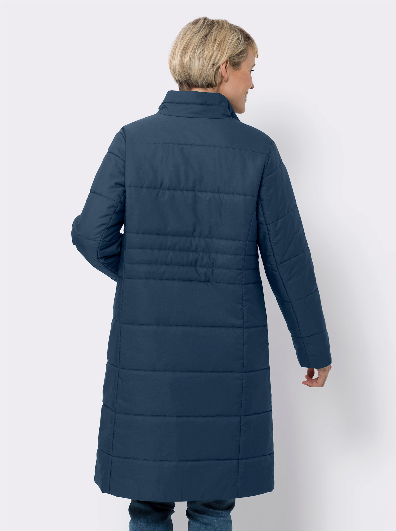 Prošívaný kabát se stojáčkem - tmavěmodrá