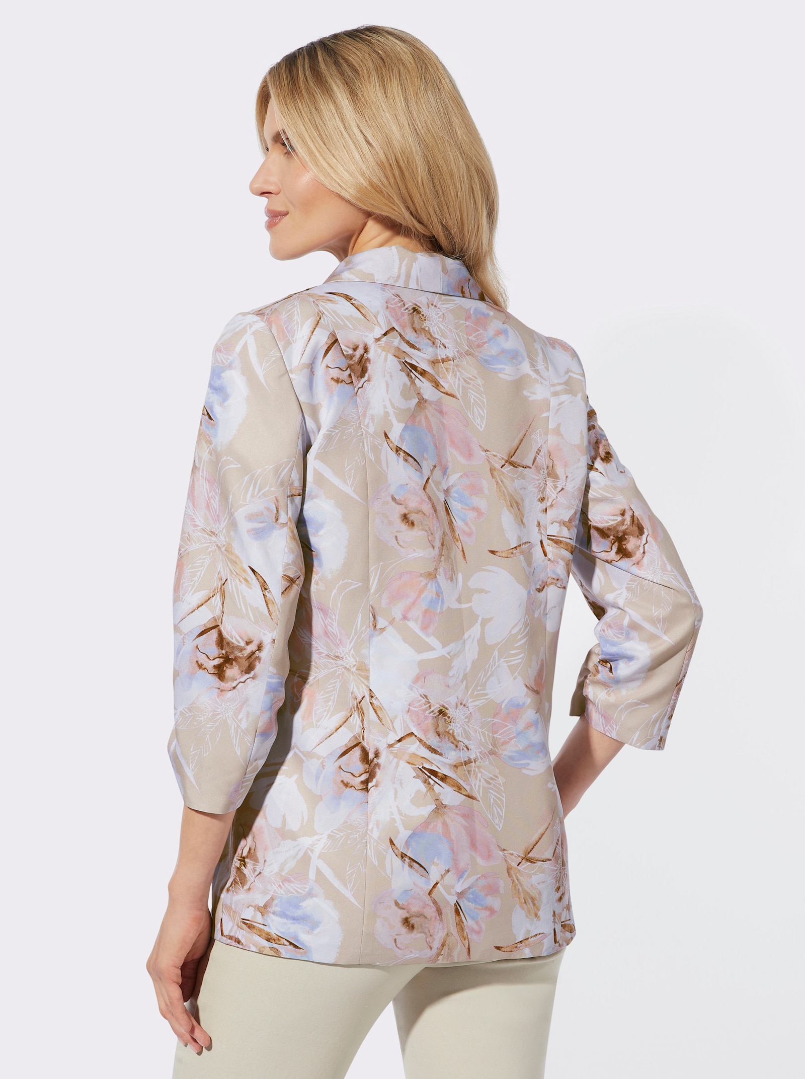 Blazer mit Blütendruck - sand-ecru-bedruckt