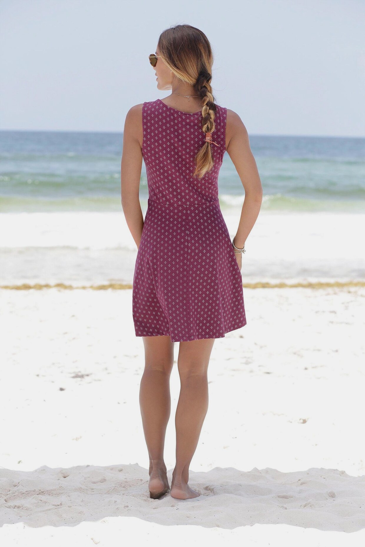 Beachtime Strandkleid - bordeaux-weiß