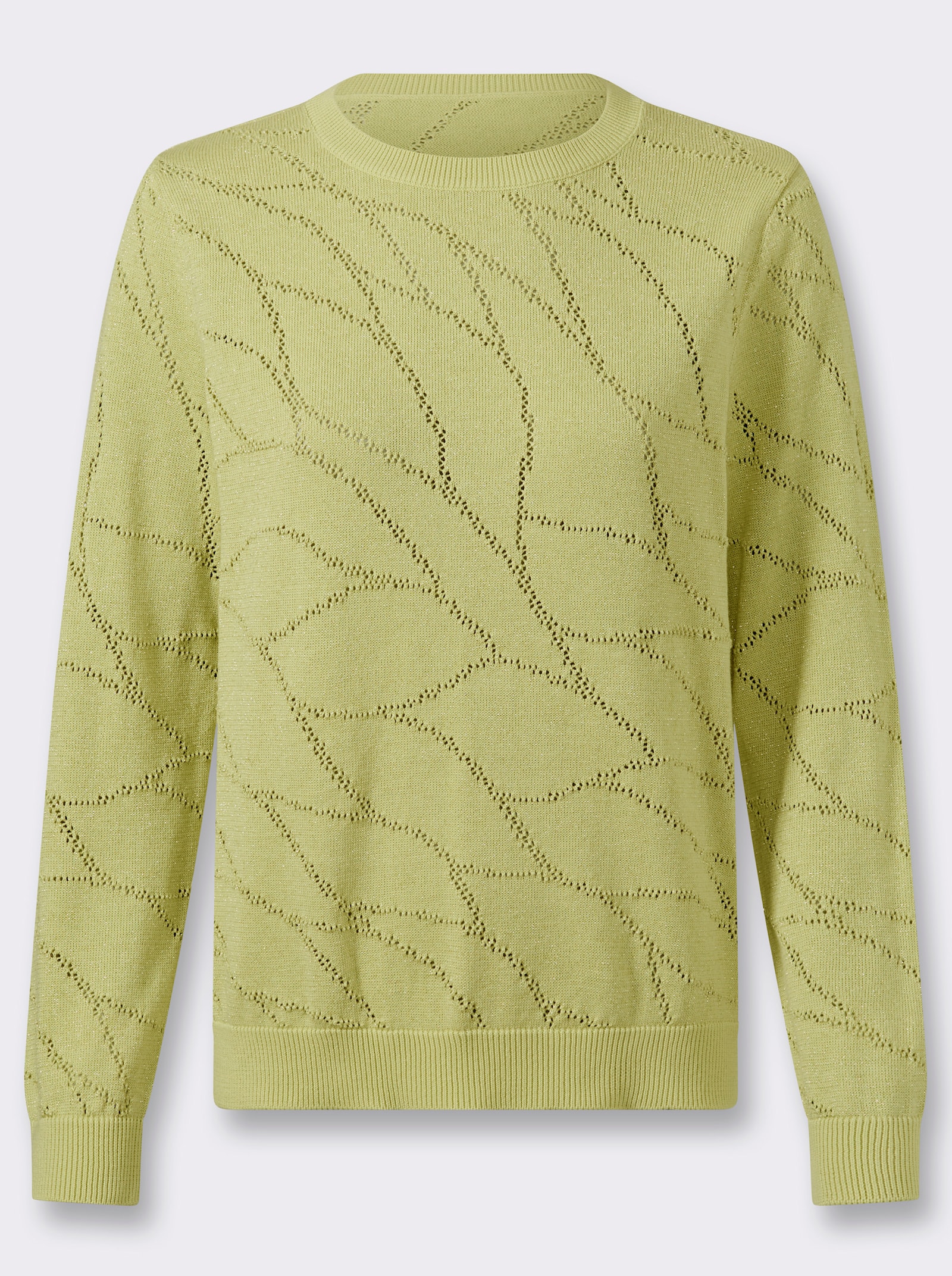 Ajourpullover mit Glanzgarn - pistazie