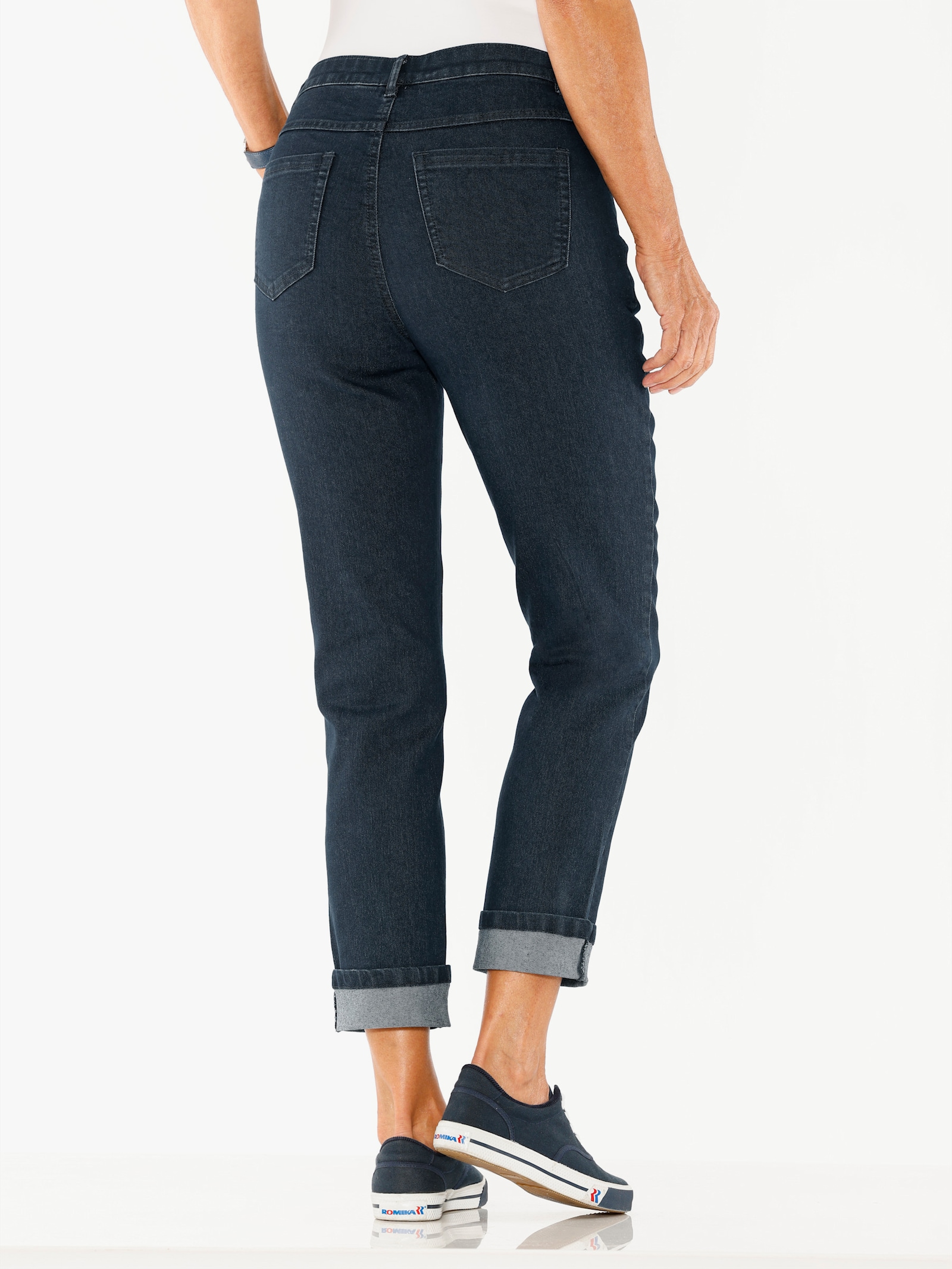 7/8-Jeans mit fixiertem Beinaufschlag - dark blue