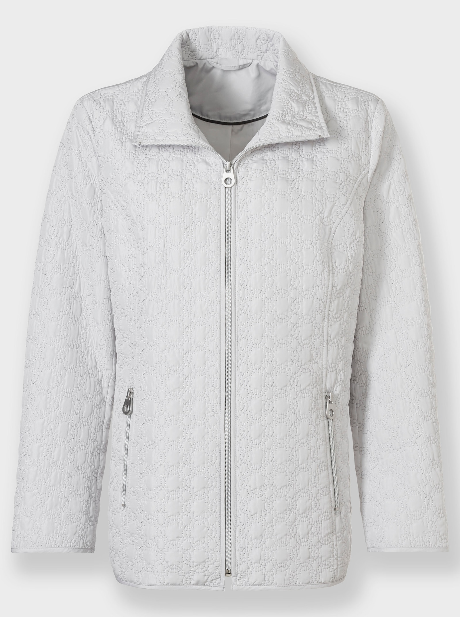 Steppjacke mit Reissverschluss-Taschen - hellgrau