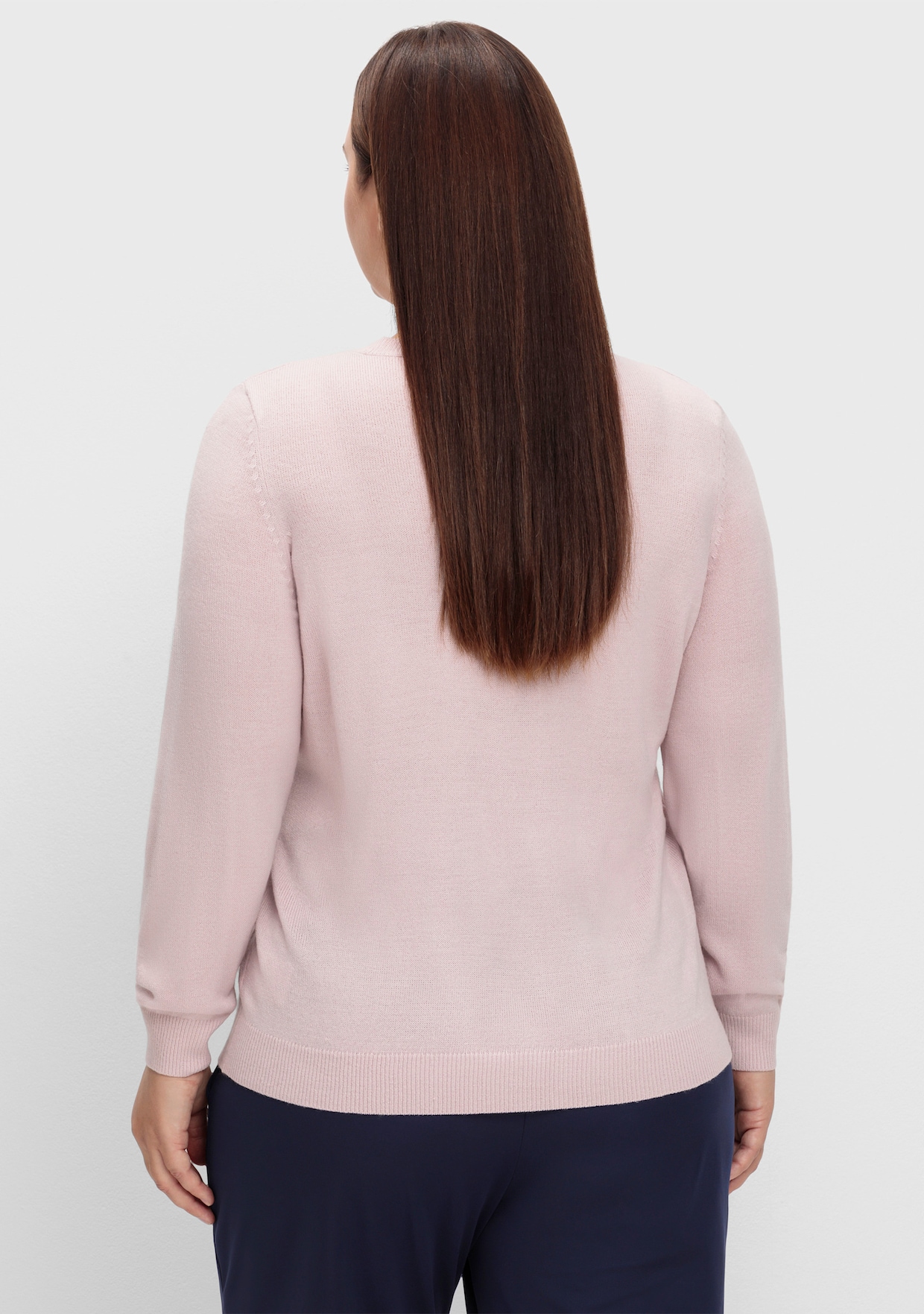 Rundhalspullover in Form gestrickt, wärmend - rosé