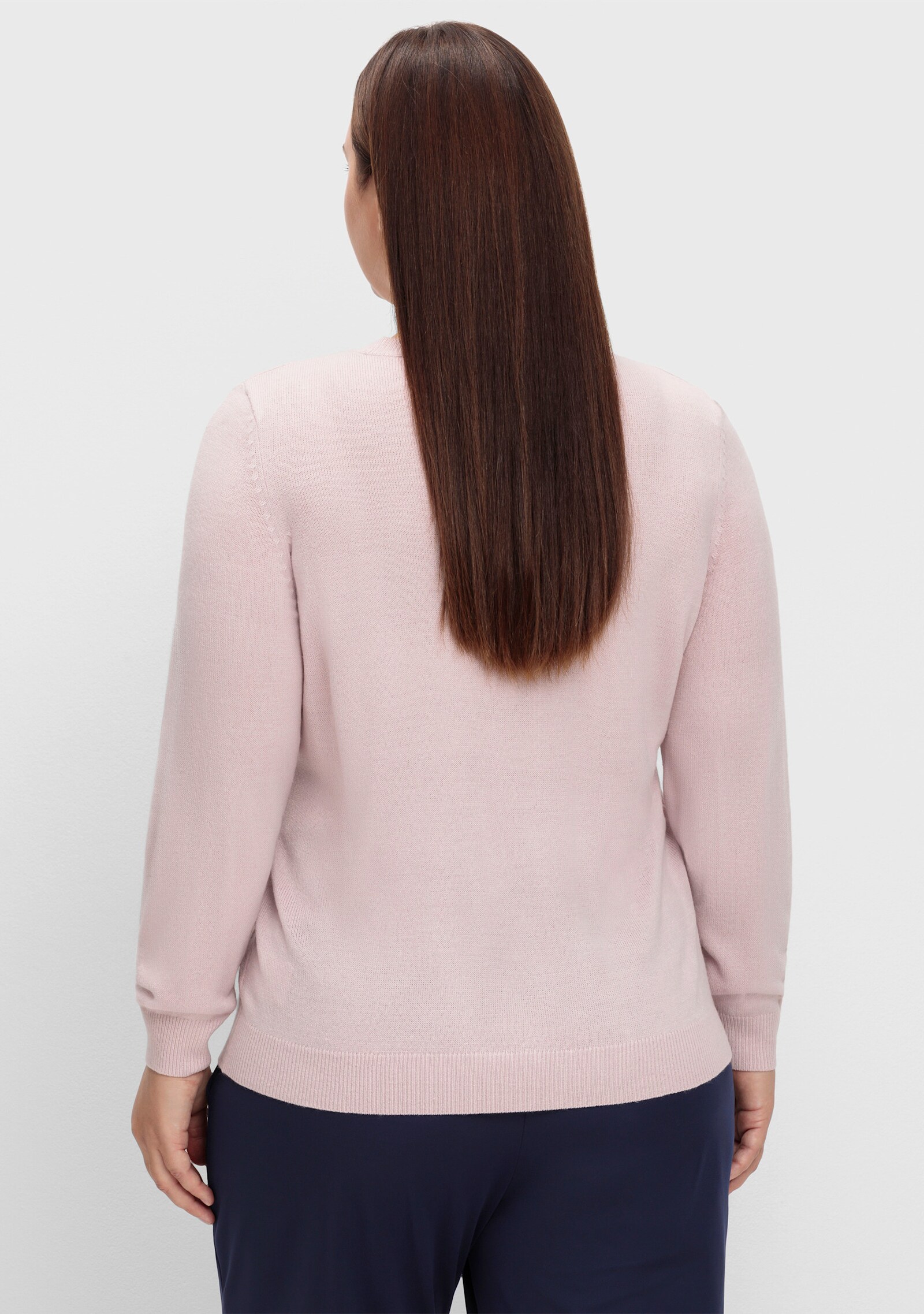 Rundhalspullover in Form gestrickt, wärmend - rosé