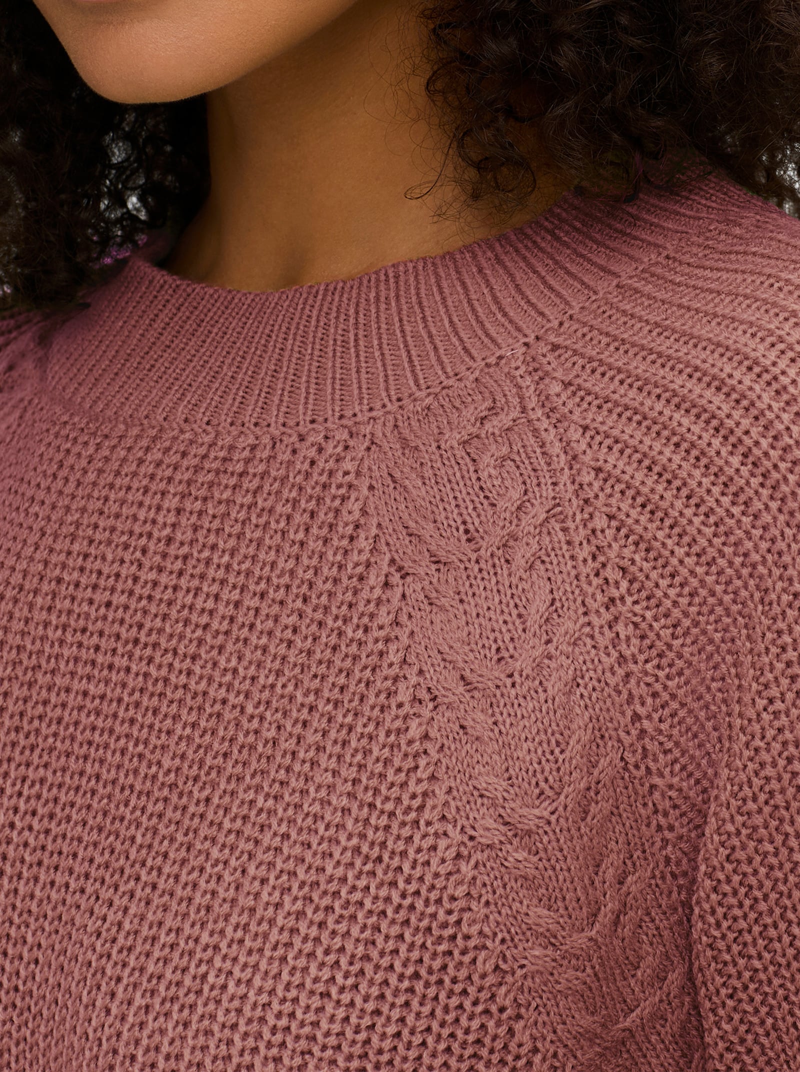 Stehkragenpullover mit Raglan-Ärmeln - rosenholz