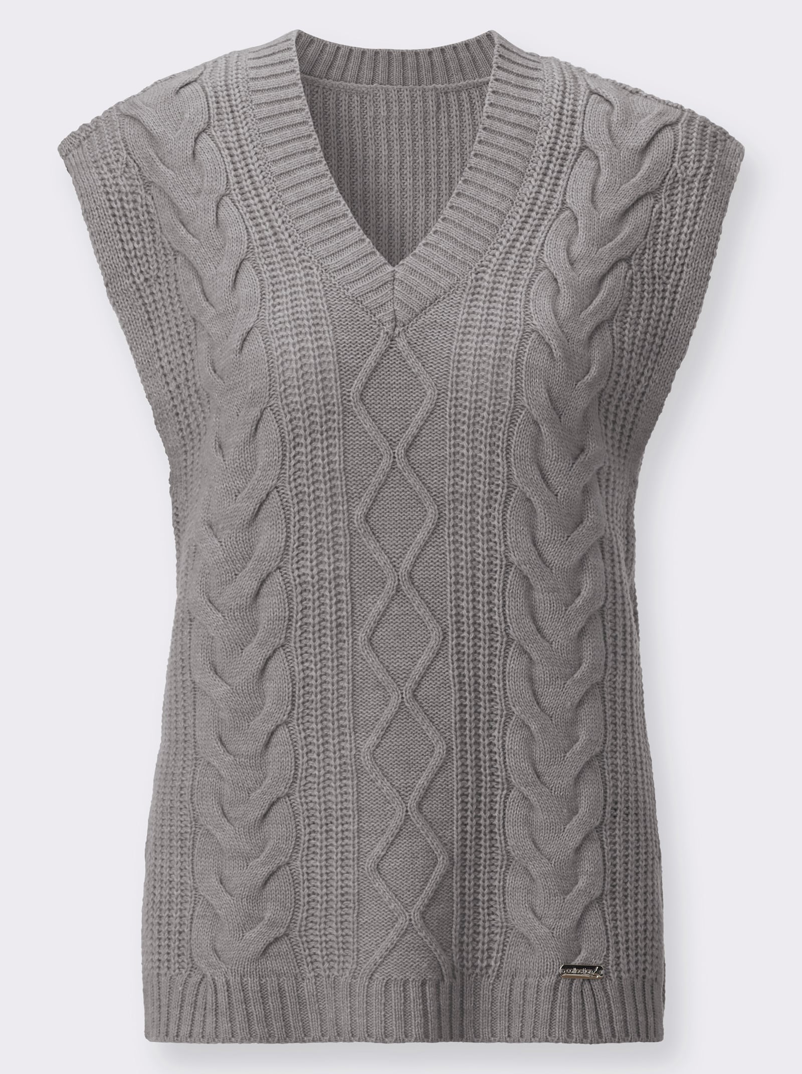 Pullunder mit großzügigem V-Ausschnitt - steingrau-meliert