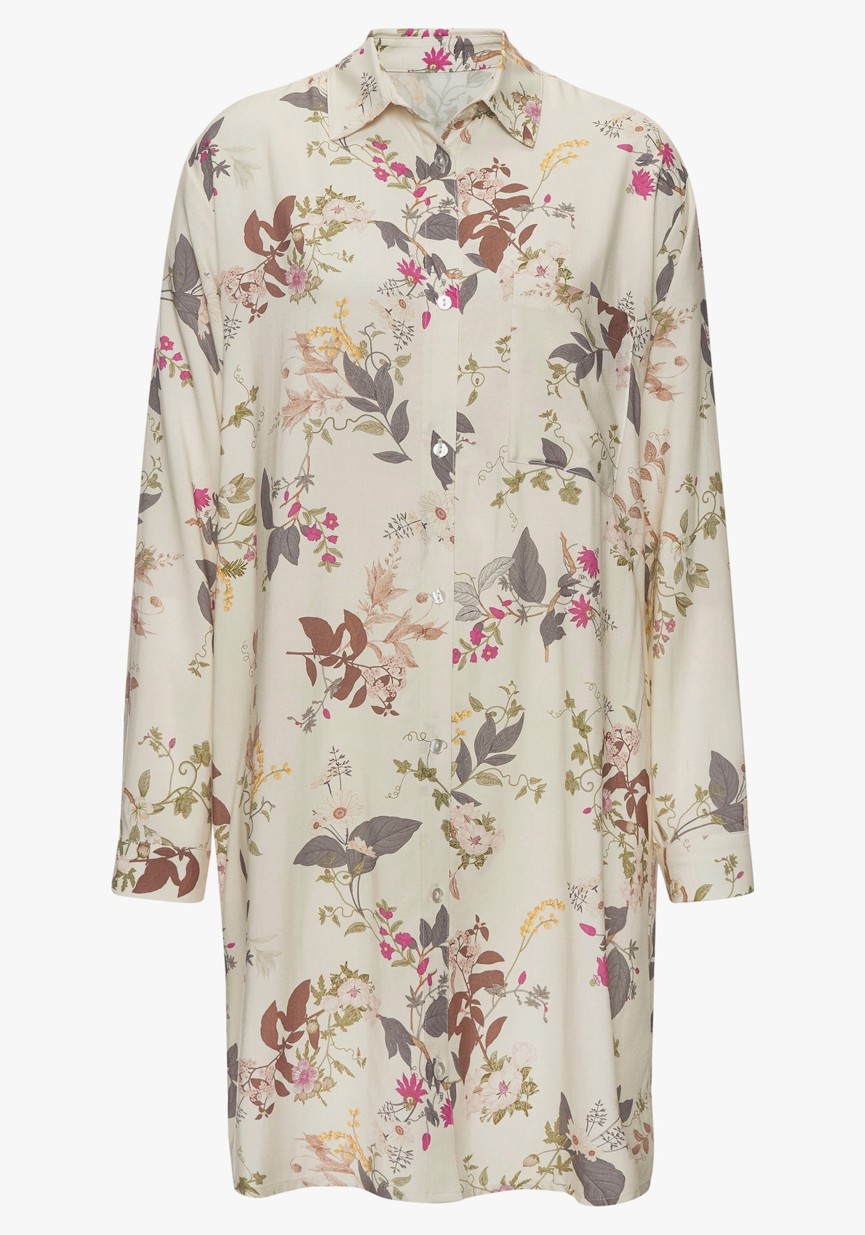 LASCANA Chemise de nuit - écru à fleurs