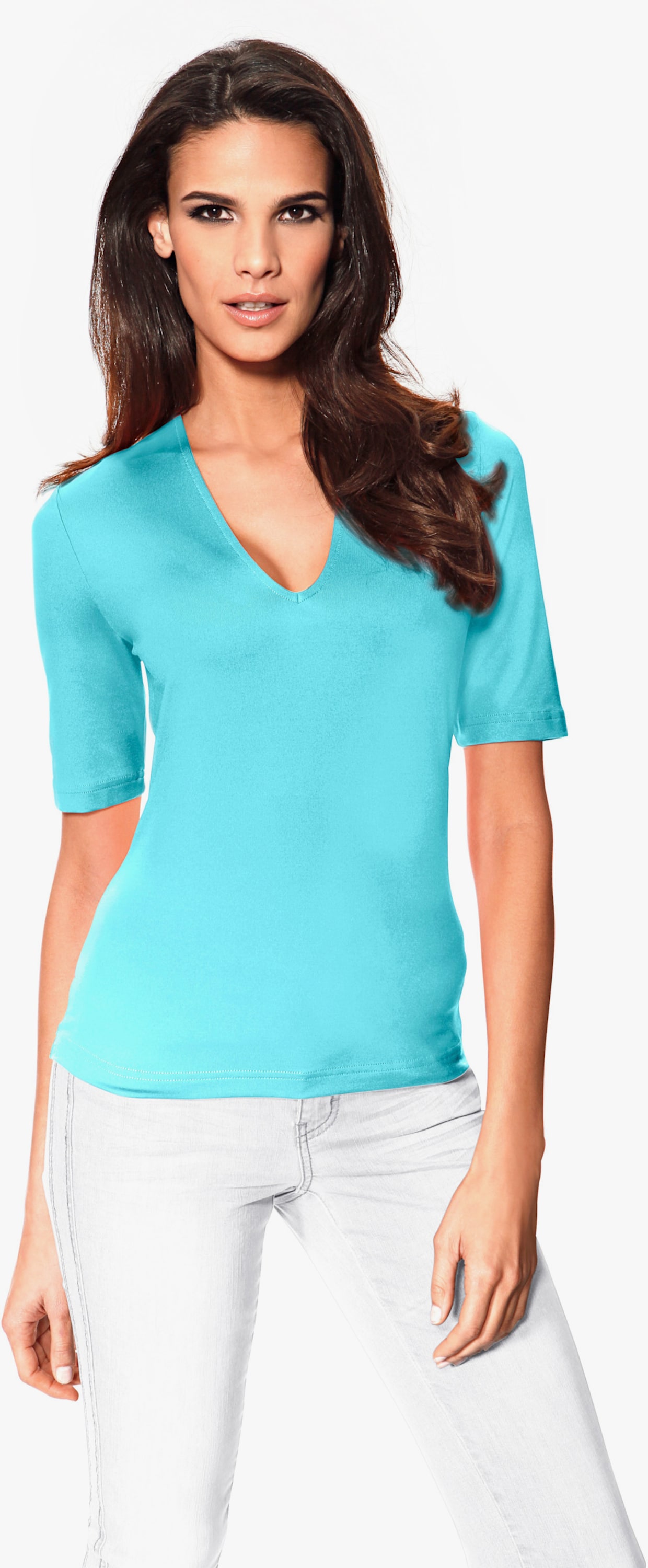 heine T-shirt en V - turquoise