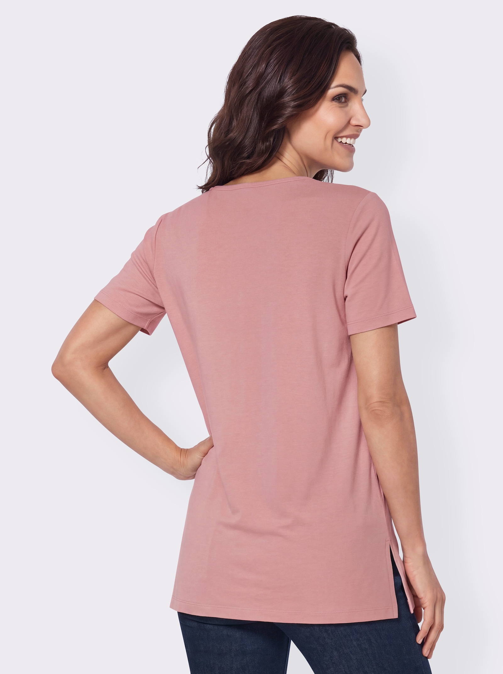 Longshirt mit Zierknöpfen - rosenquarz