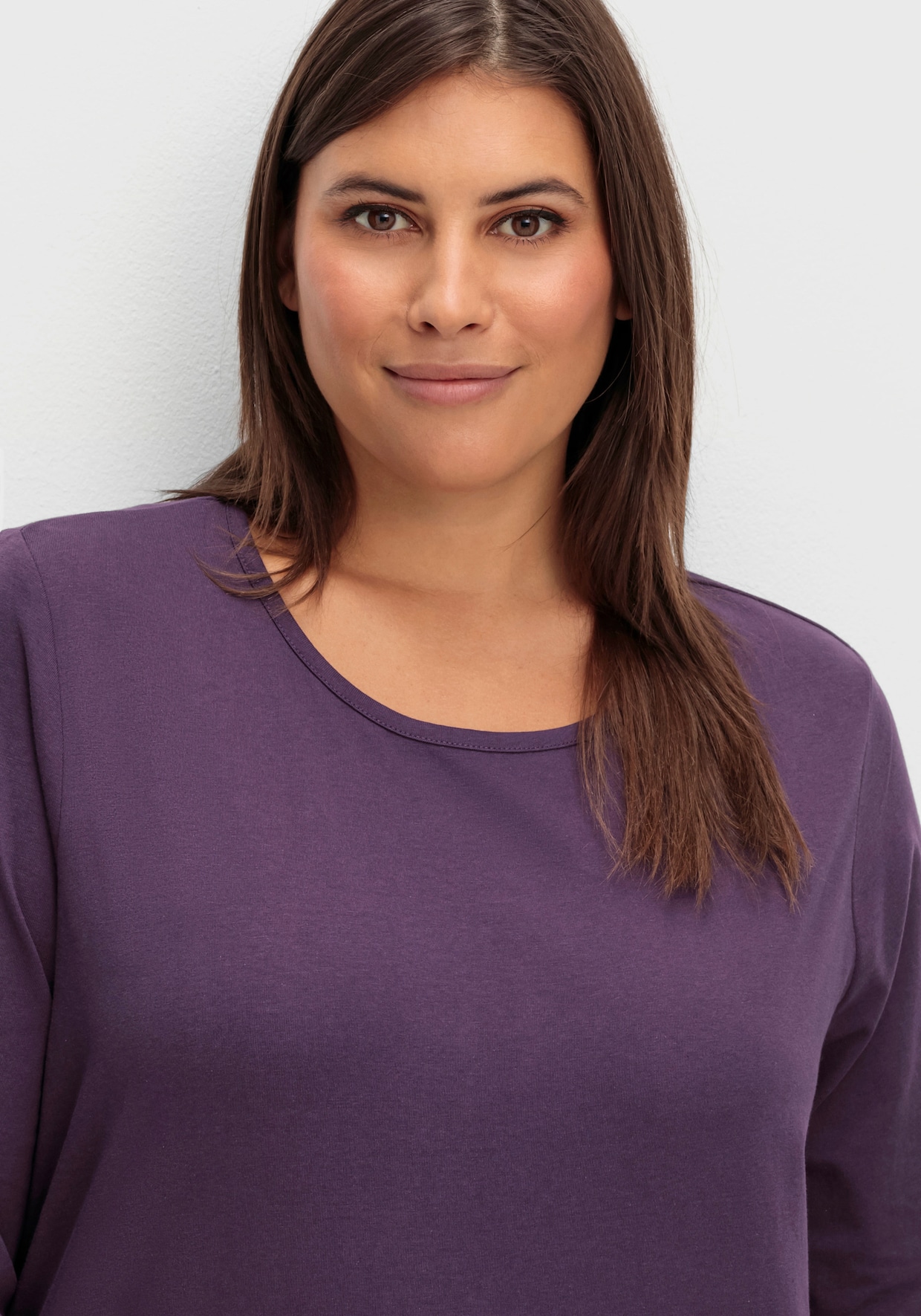 Longshirt mit aufgesetzten Taschen - pflaume