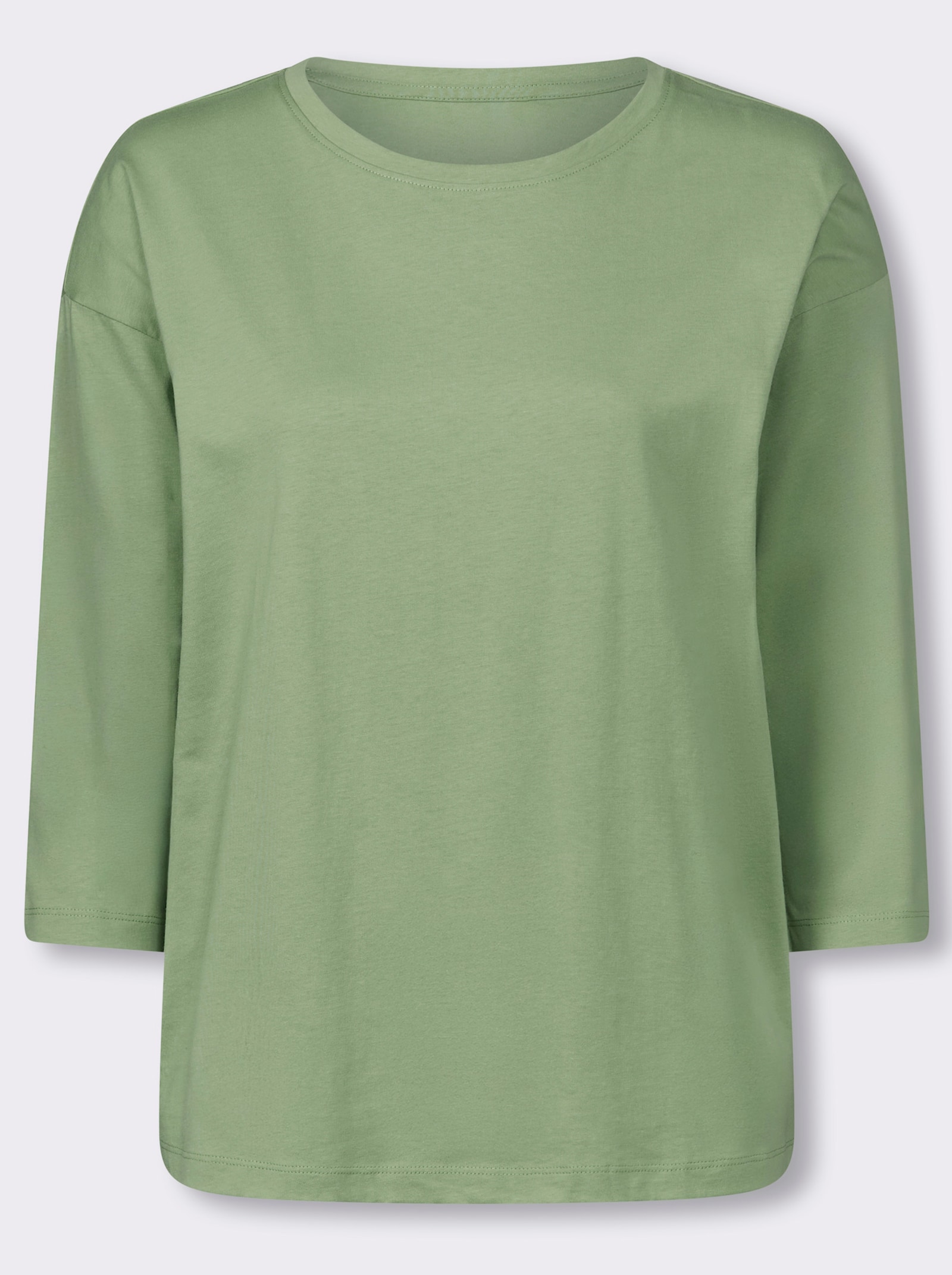 3/4-Arm-Shirt in Baumwoll-Qualität - eucalyptus