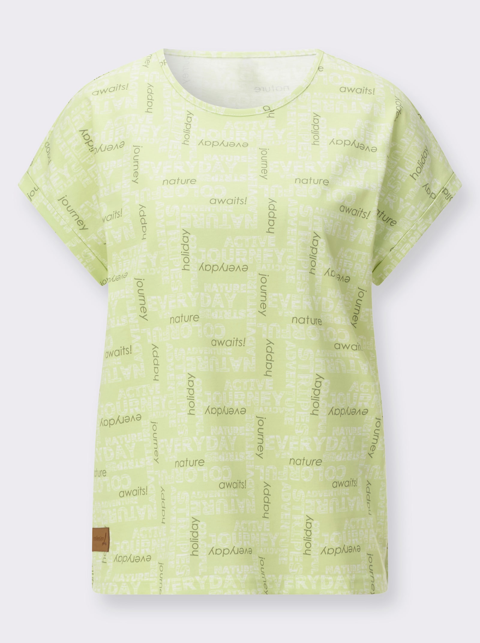 Print-Shirt mit überschnittenen Schultern - pistazie-ecru-bedruckt