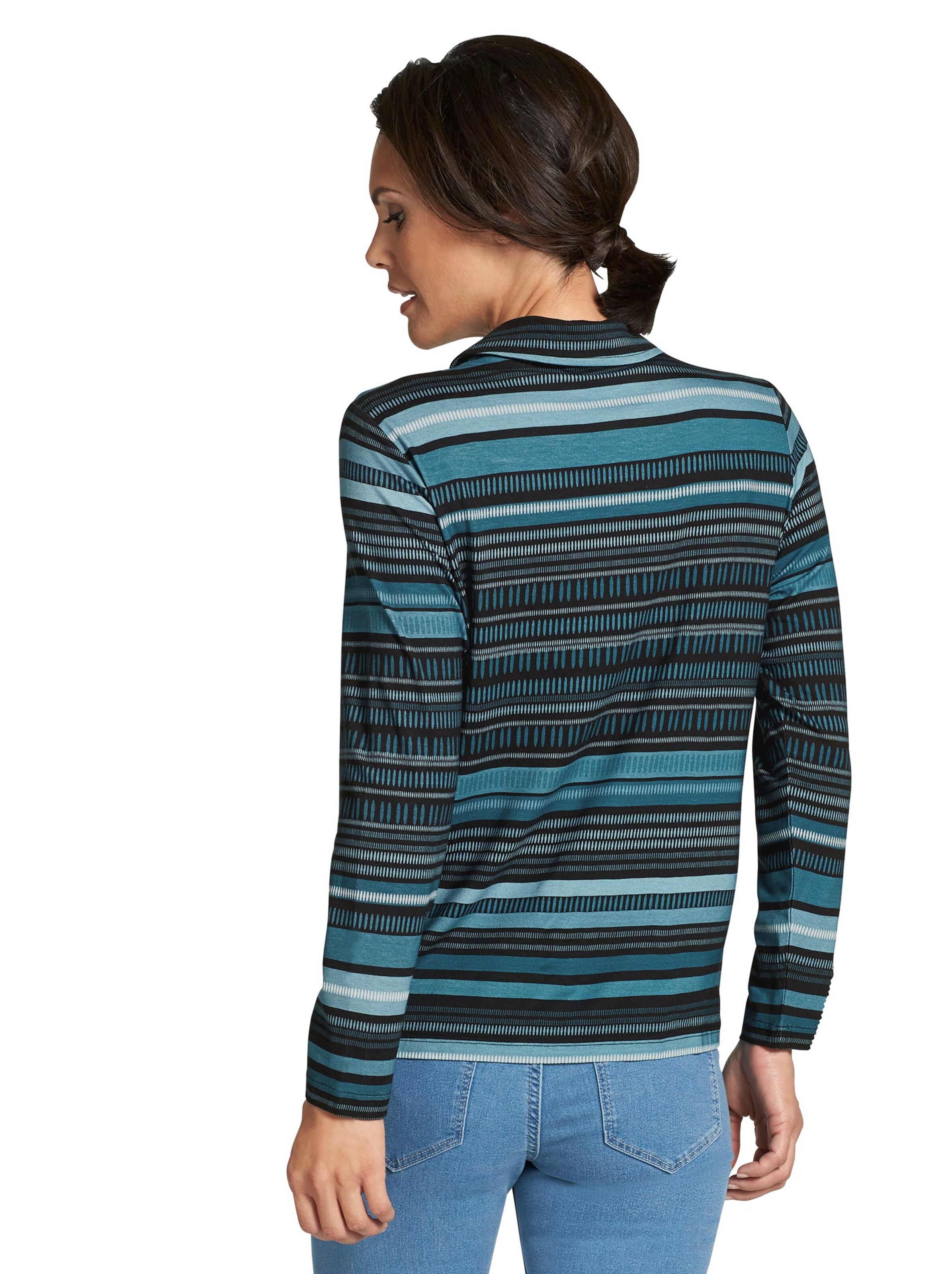 Collection L Poloshirt - petrol-geringelt