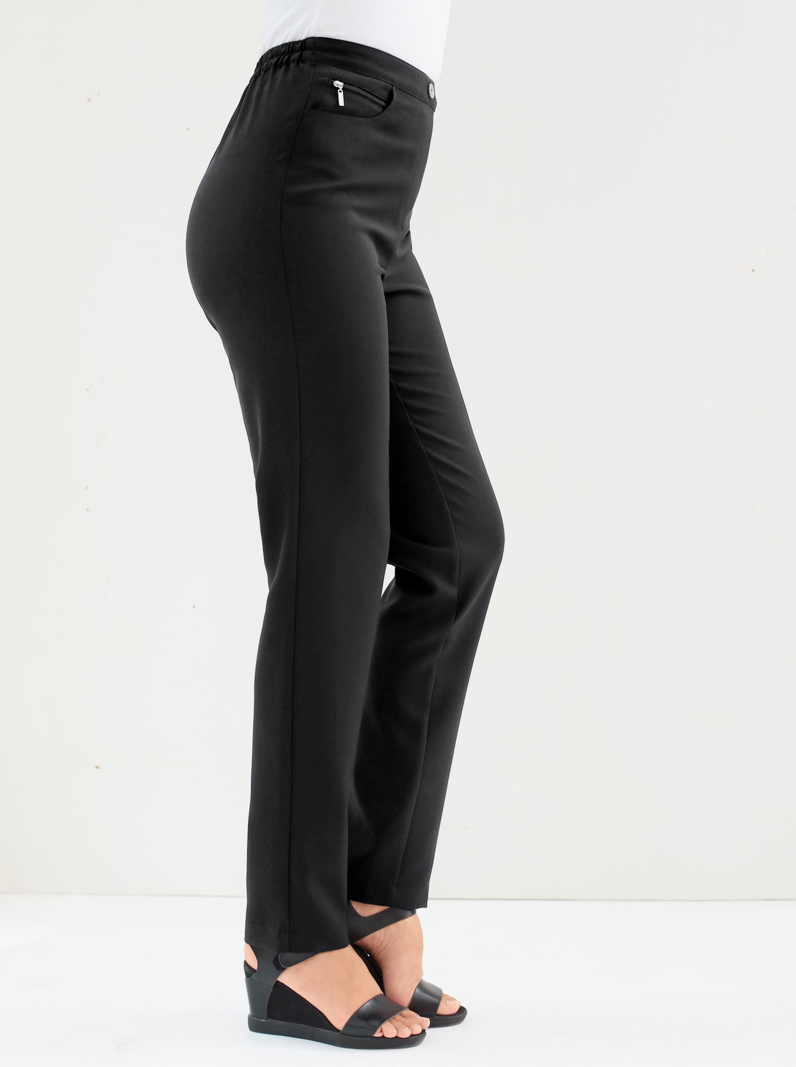 Bengalinhose mit Zierreißverschlüssen - schwarz