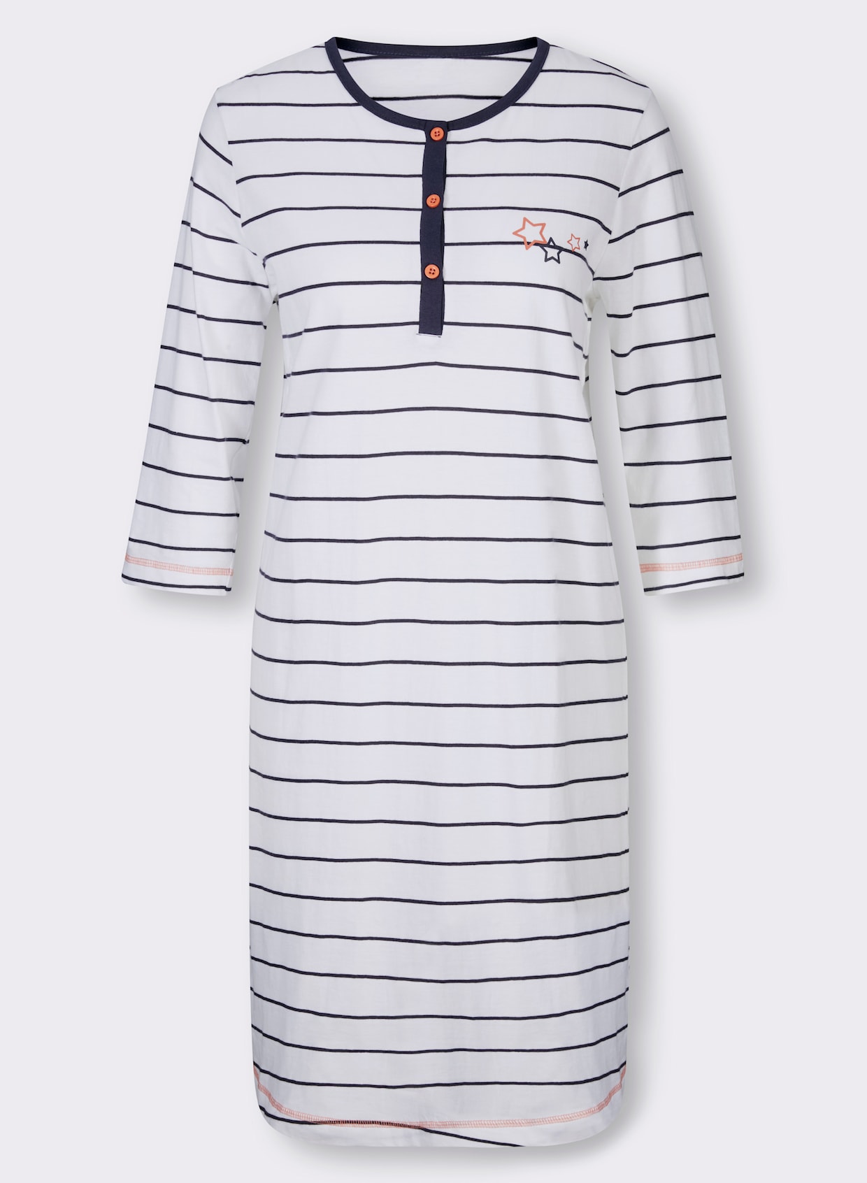 wäschepur Sleepshirt - weiß-marine-geringelt