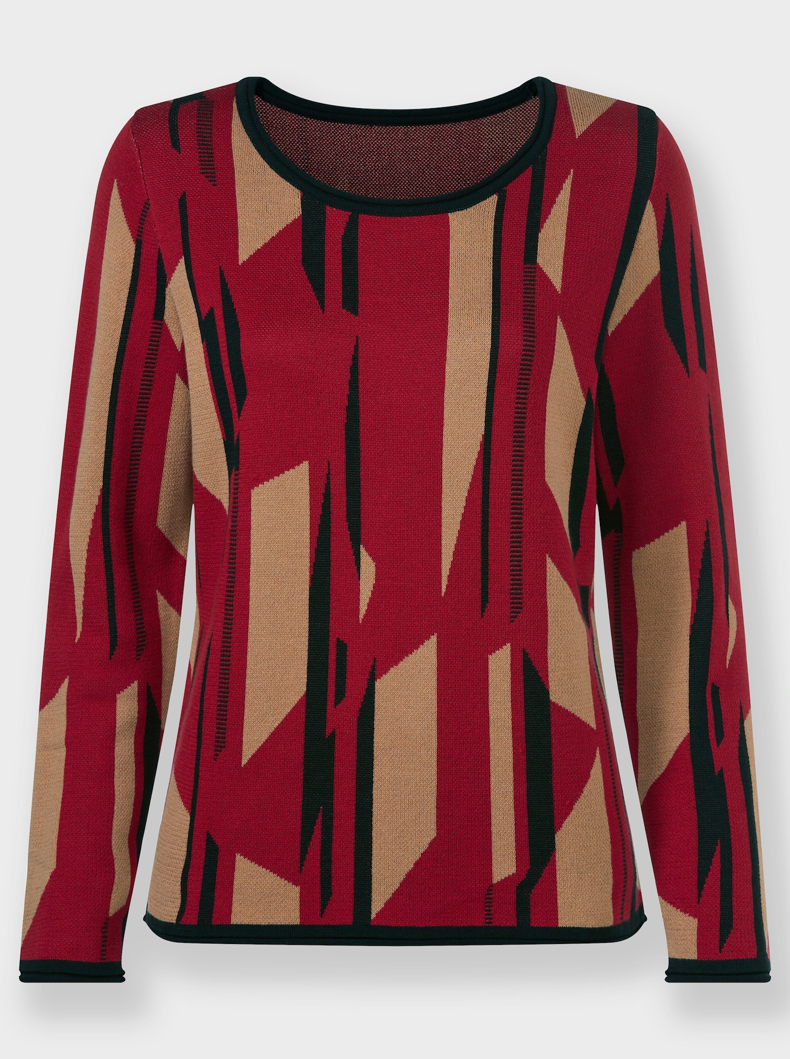 Pull avec motif jacquard sur toute la surface - chamois-rouge à motifs