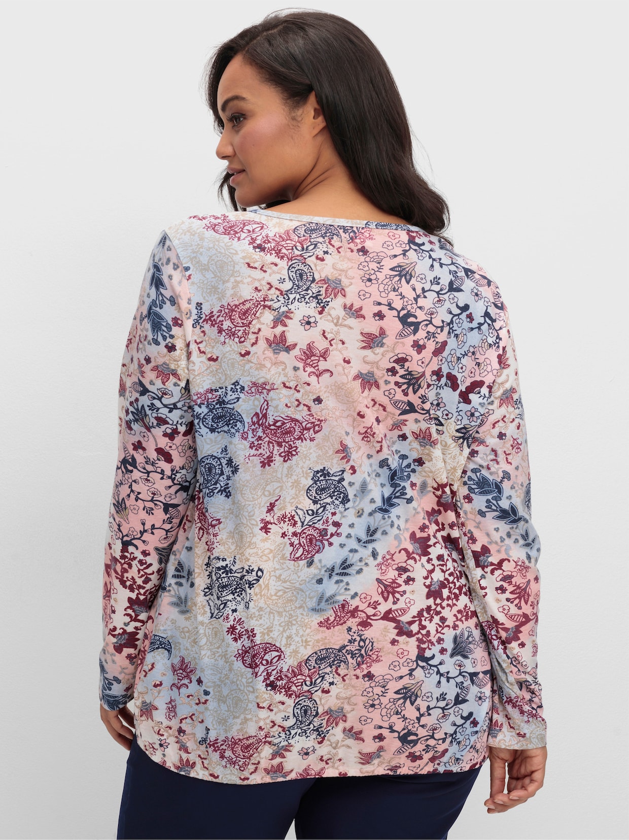 Print-Shirt - rauchblau-rosenquarz-bedruckt