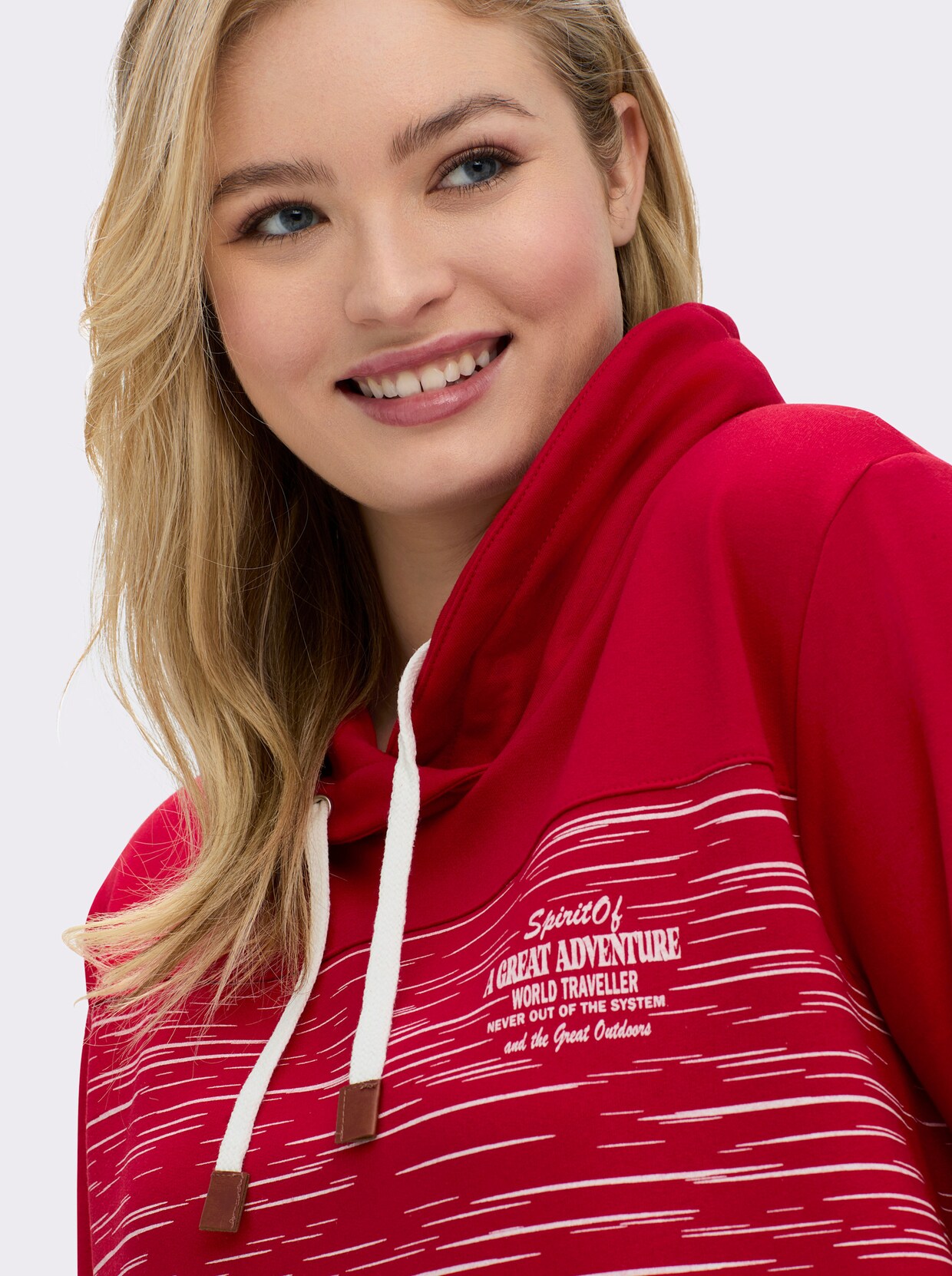 Sweatshirt aus innen angerautem Baumwoll-Mix - rot-bedruckt