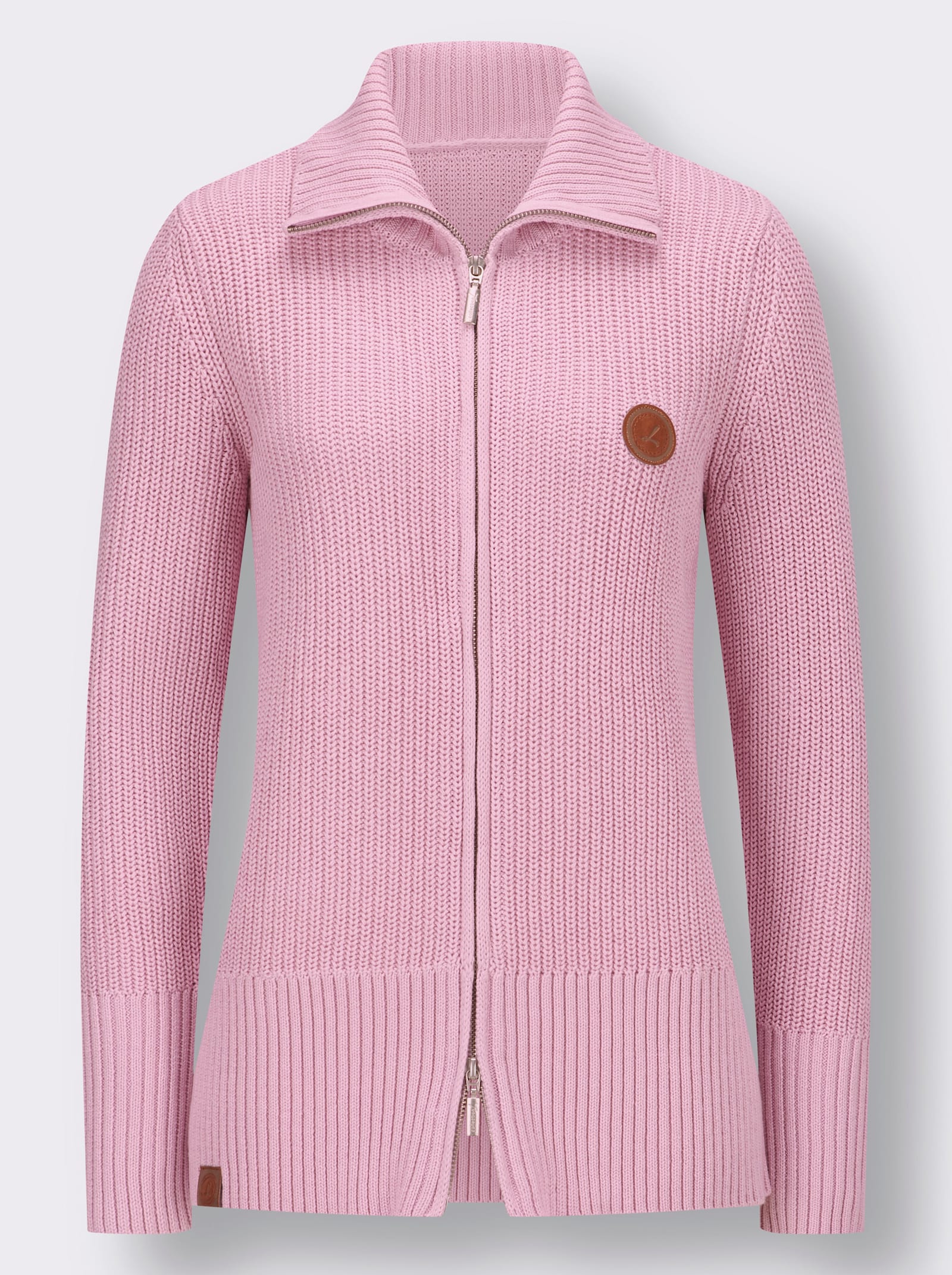Cardigan mit 2-Wege-Reissverschluss - rosé