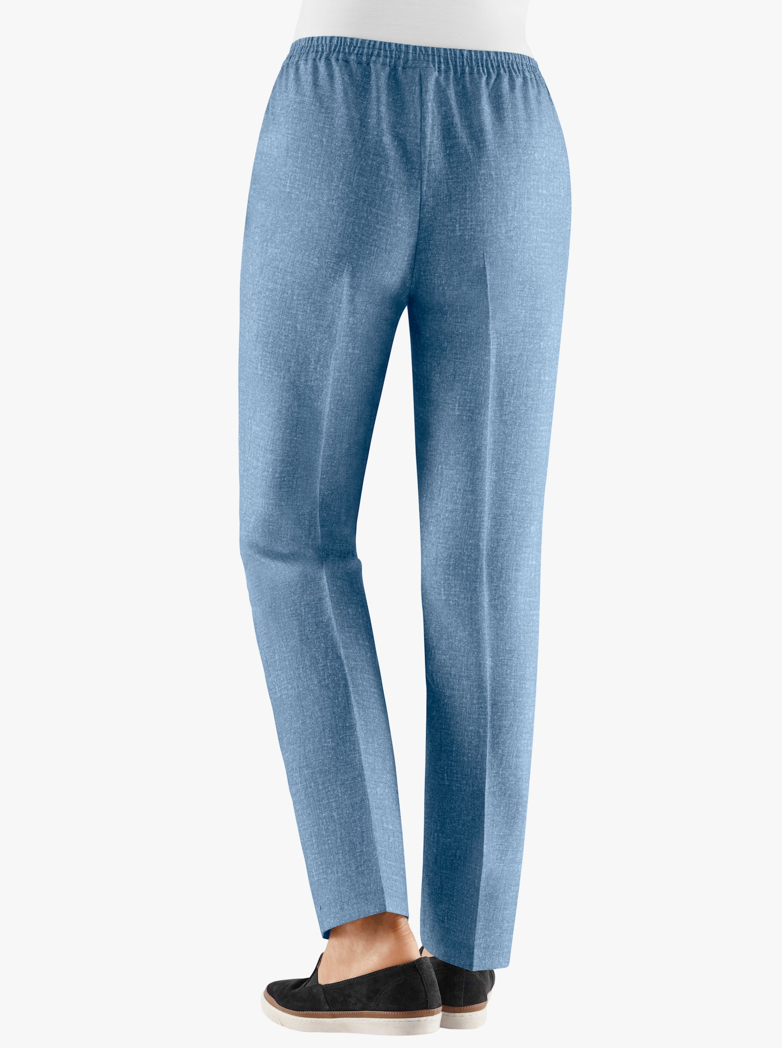 Comfortbroek in jeanslook - blauw gemêleerd + marine gemêleerd
