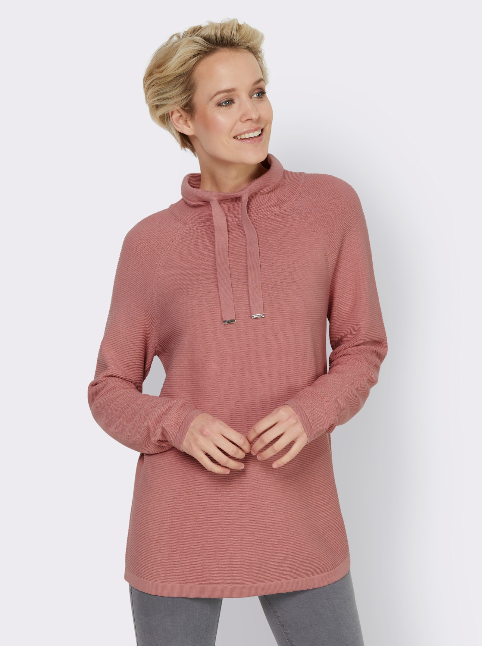 heine Stehkragenpullover mit Zierbändern - rosenquarz