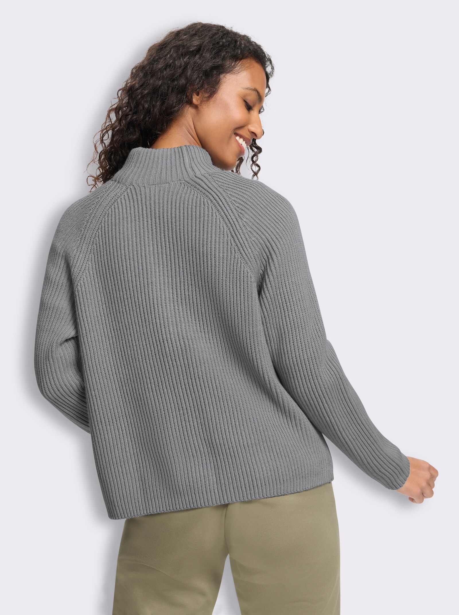 heine Cardigan mit 2-Wege-Zipper - steingrau-meliert