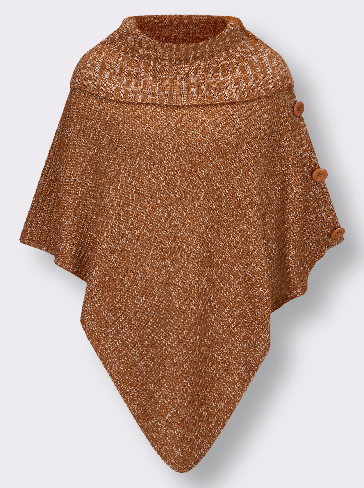 Poncho - cognac-ecru-meliert