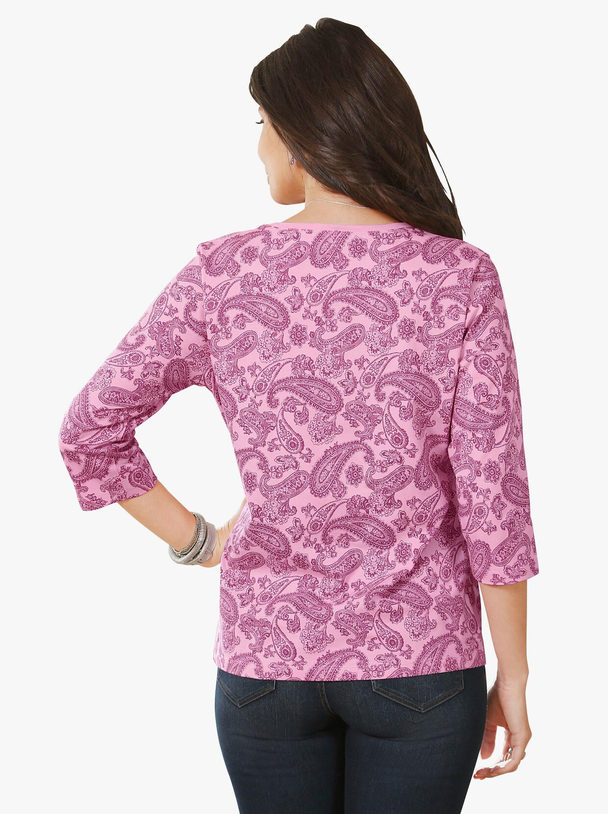 Shirt met 3/4-mouw - roze geprint