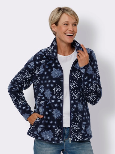 Fleecejacke im Druck-Dessin - marine-eisblau-bedruckt
