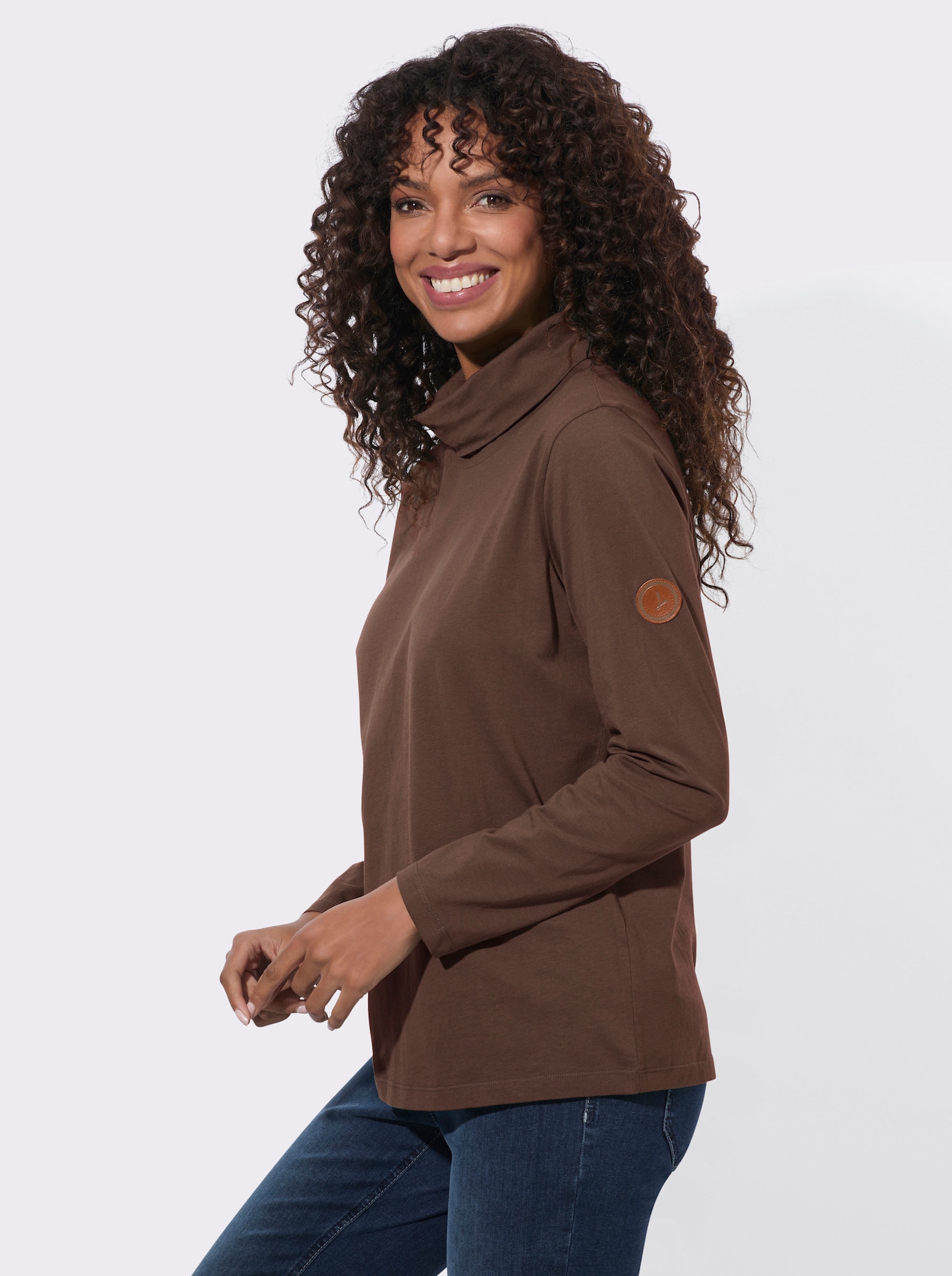Rollkragenshirt aus reiner Baumwolle - schoko