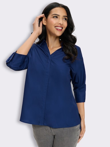 Longbluse mit Falte im Rückteil - royalblau