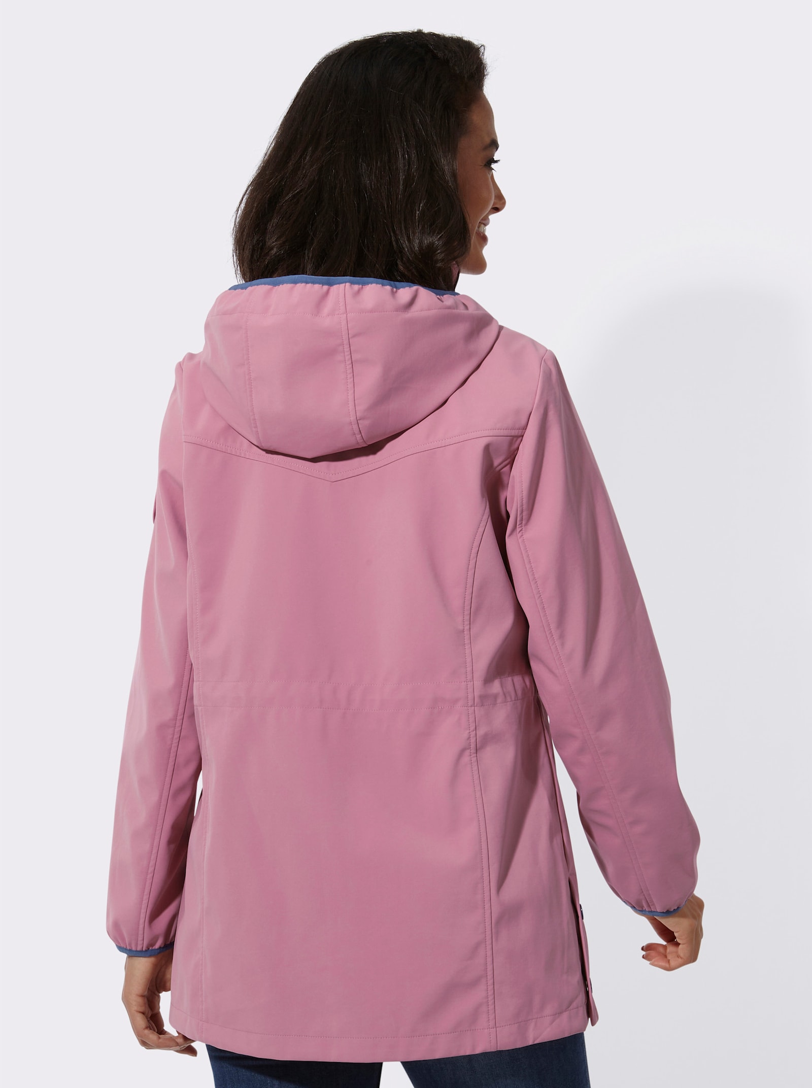 Softshelljacke mit abnehmbarer Kapuze - altrosa
