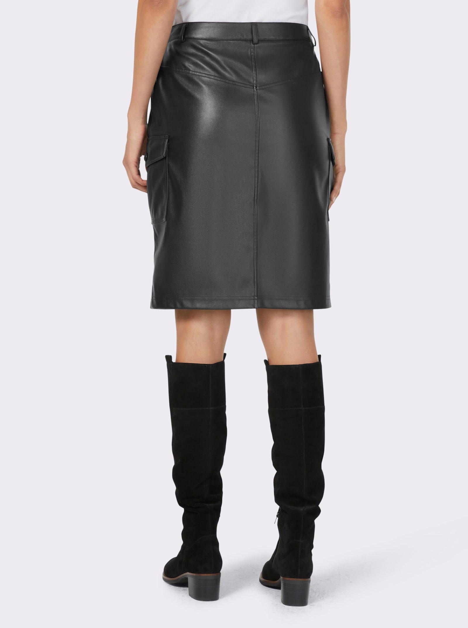 heine Jupe en synthétique avec fente au dos - noir