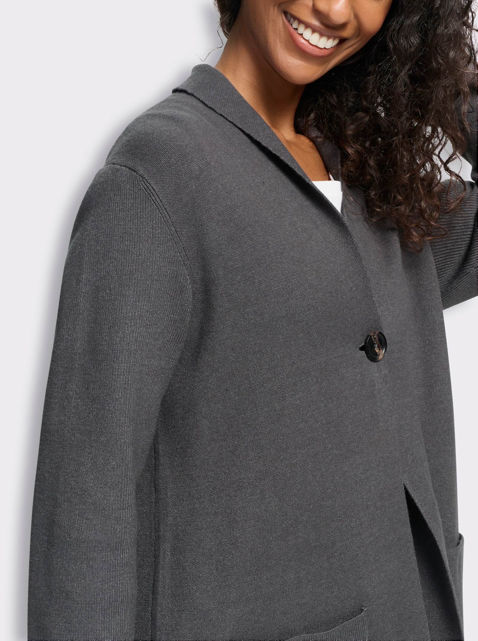 heine Strickjacke im Jacquard-Strick - anthrazit-meliert
