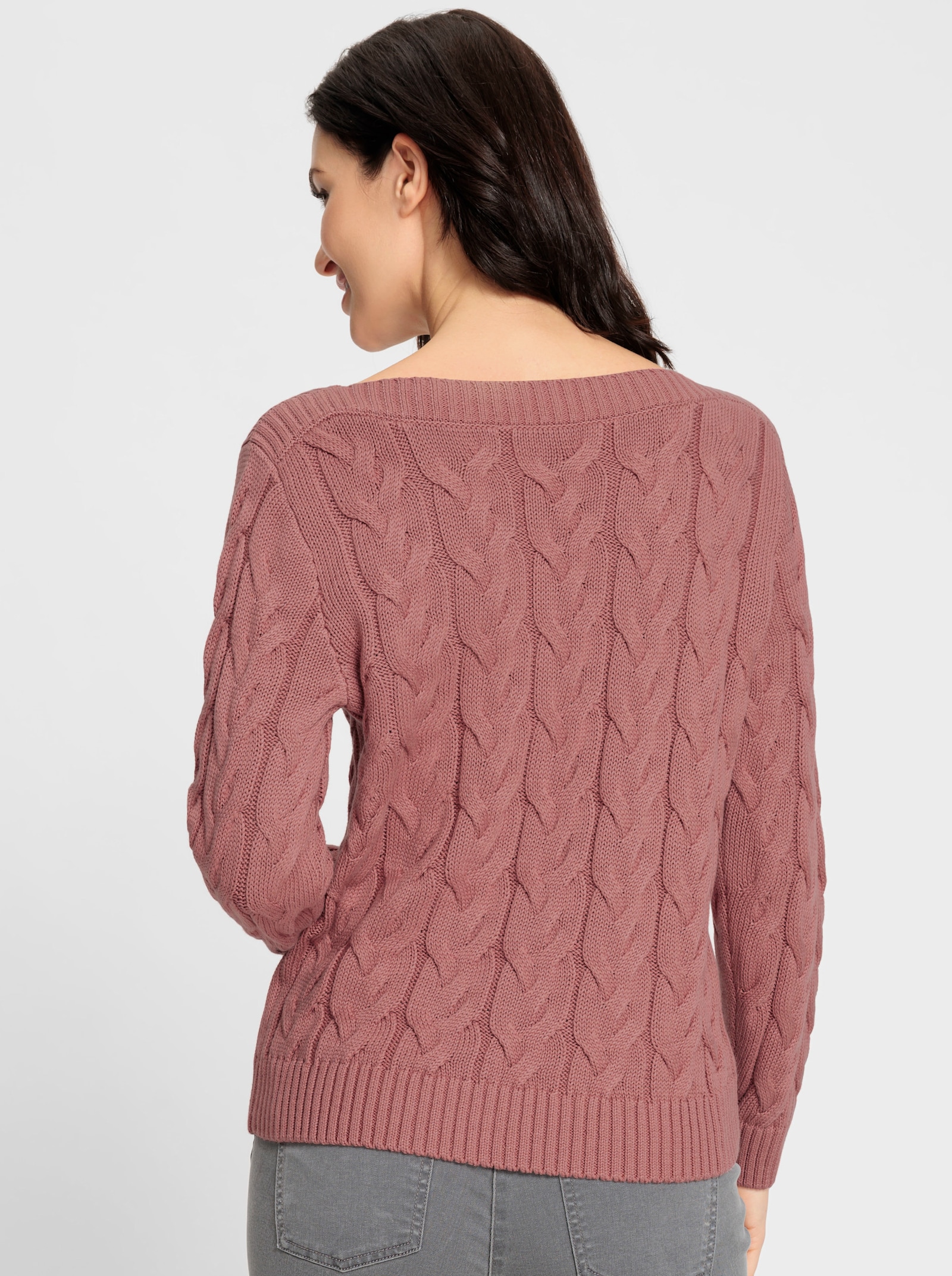 Pull avec encolure en U - bois de rose
