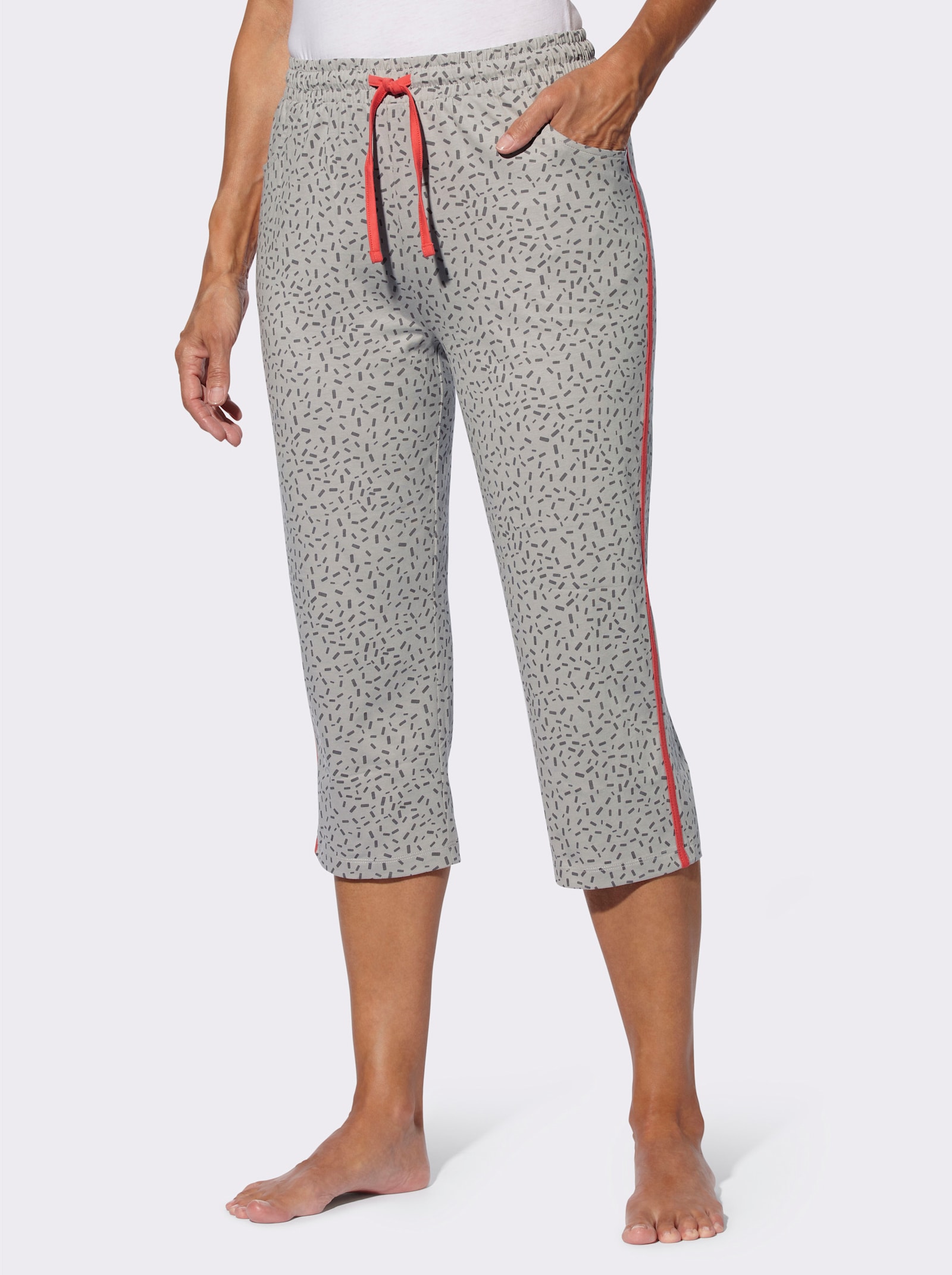 7/8-broek met contraststreep - steengrijs/antraciet bedrukt