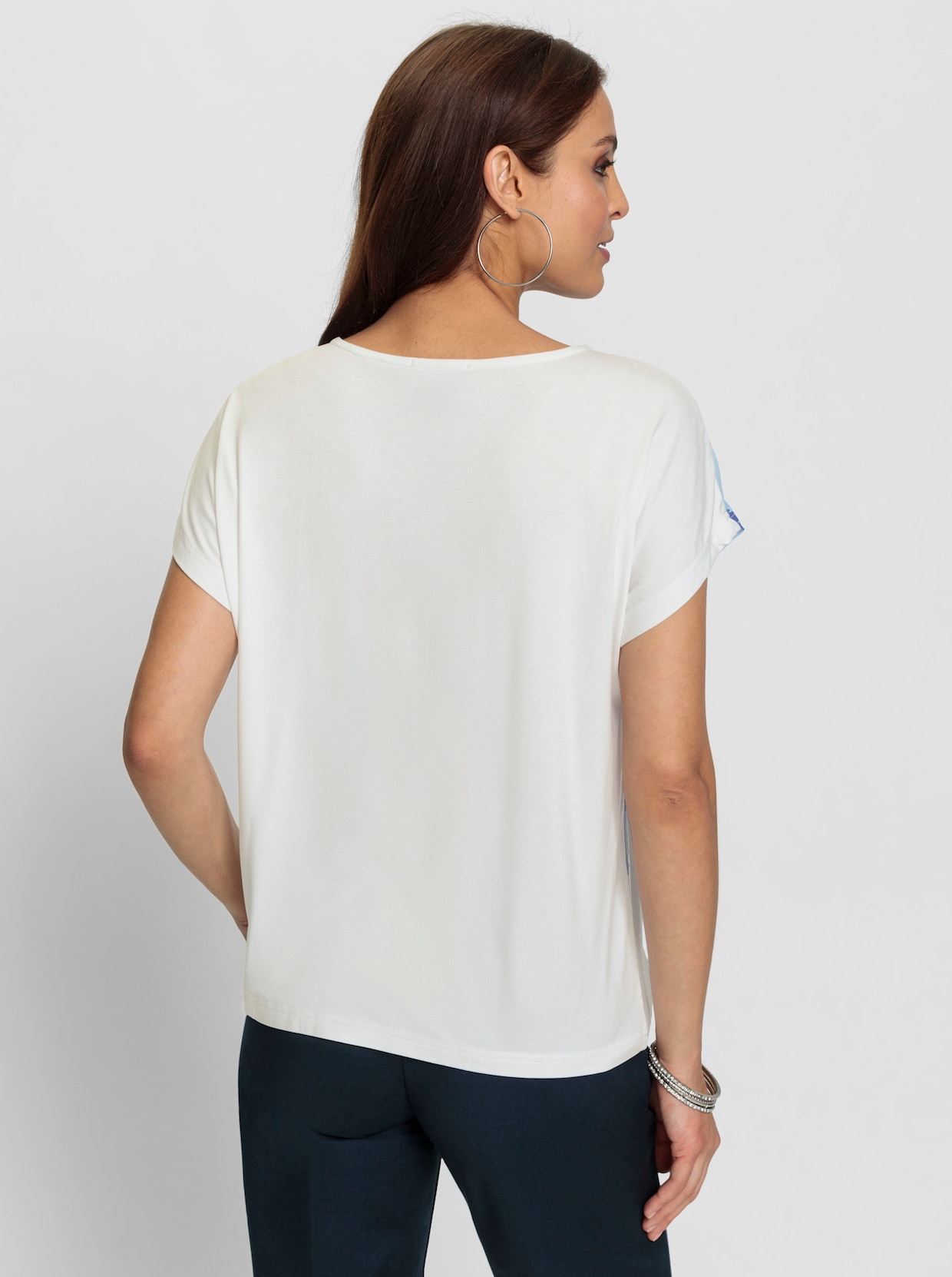 Shirt met ronde hals - wit geprint