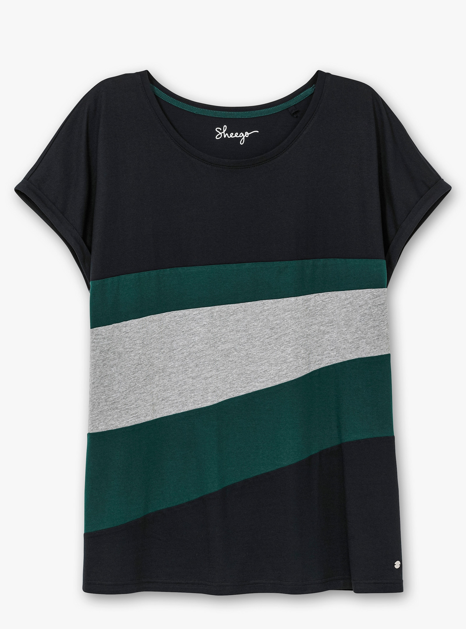 sheego Oversize-Shirt mit markanten Streifen - tiefgrün
