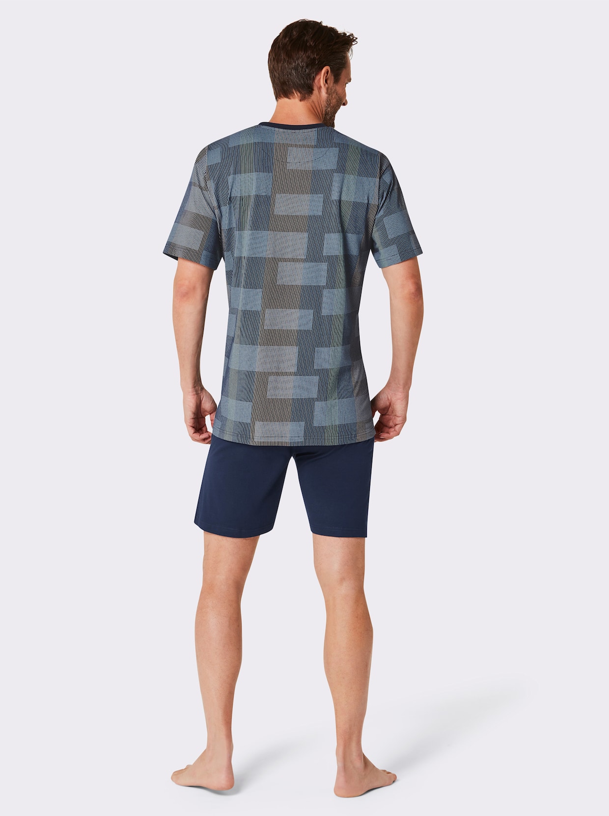 Normann shortama - marine/middenblauw bedrukt