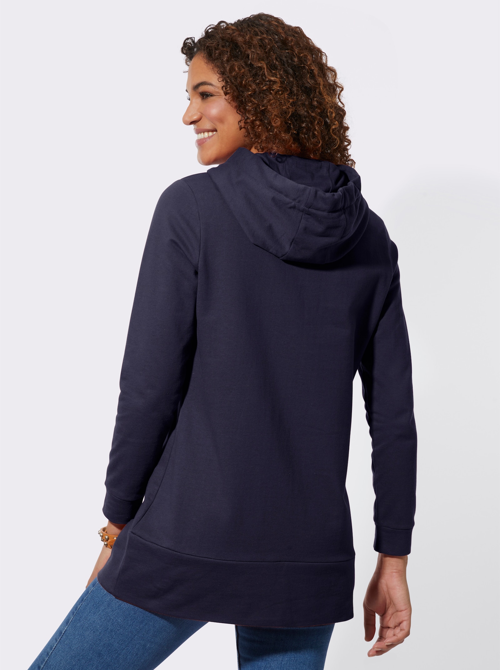 Longsweatshirt mit Kapuze - marine