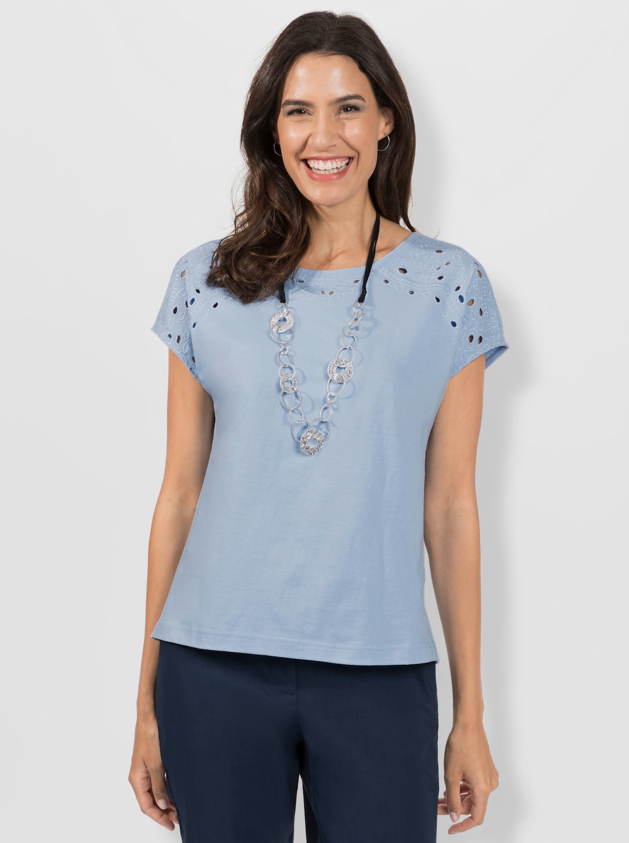 Rundhalsshirt - eisblau